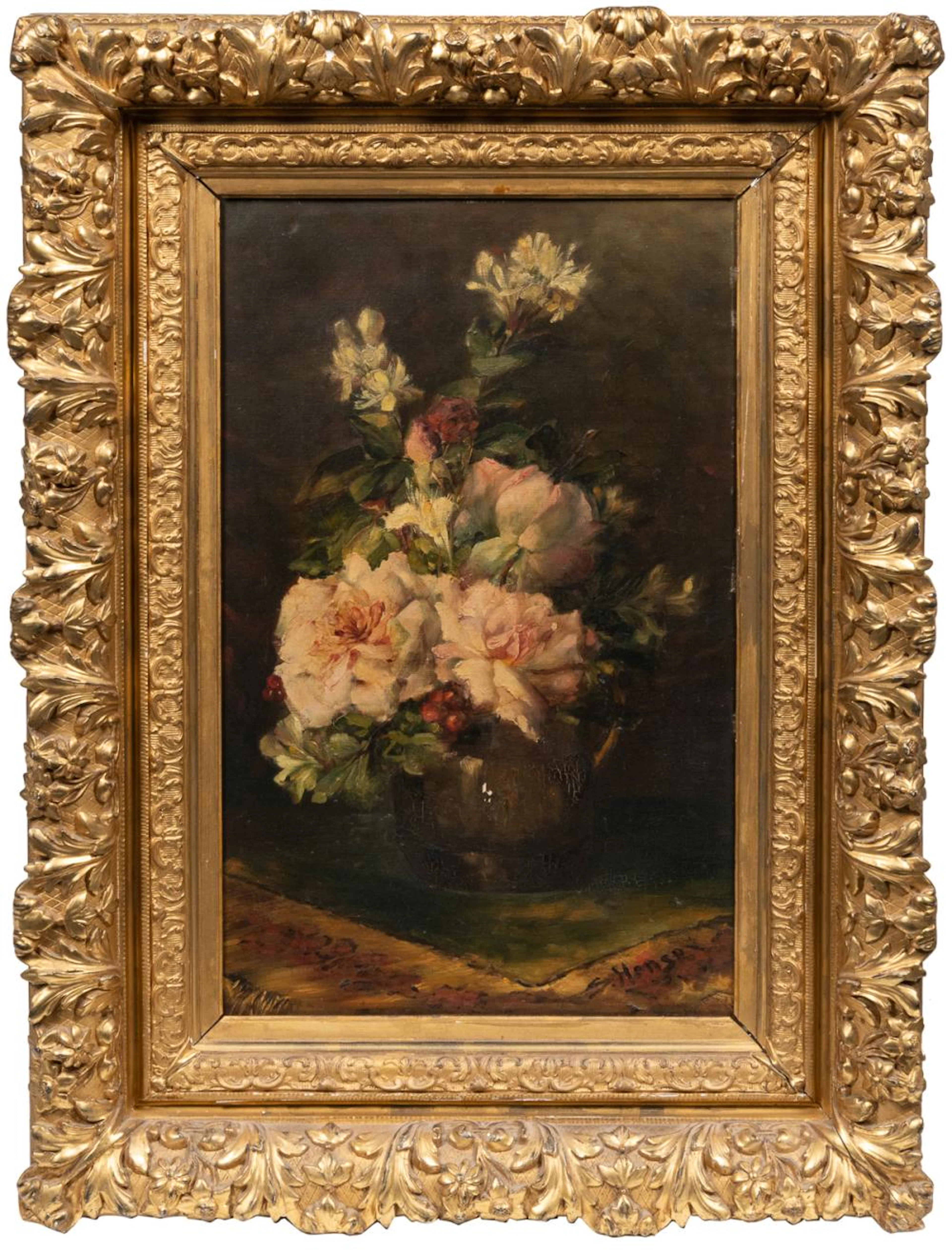 HENZE, Sarah. Still Life with Roses. [Undated]. Oil on canv...