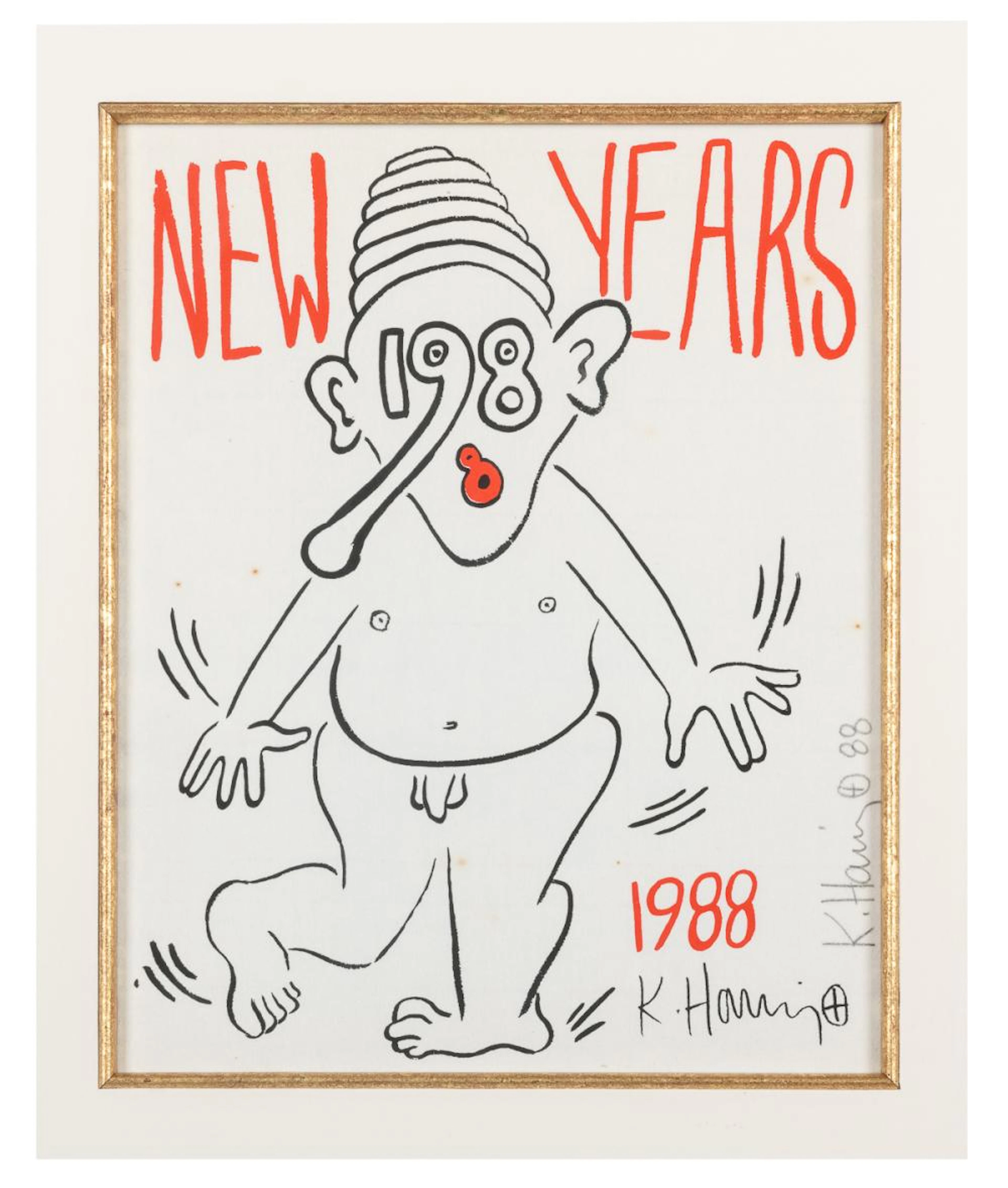 HARING, Keith (American, 1958-1990). New Year?s 1988. 1988....