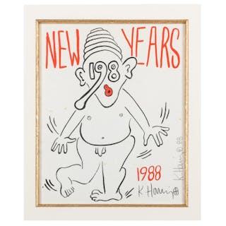 HARING, Keith (American, 1958-1990). New Year?s 1988. 1988....