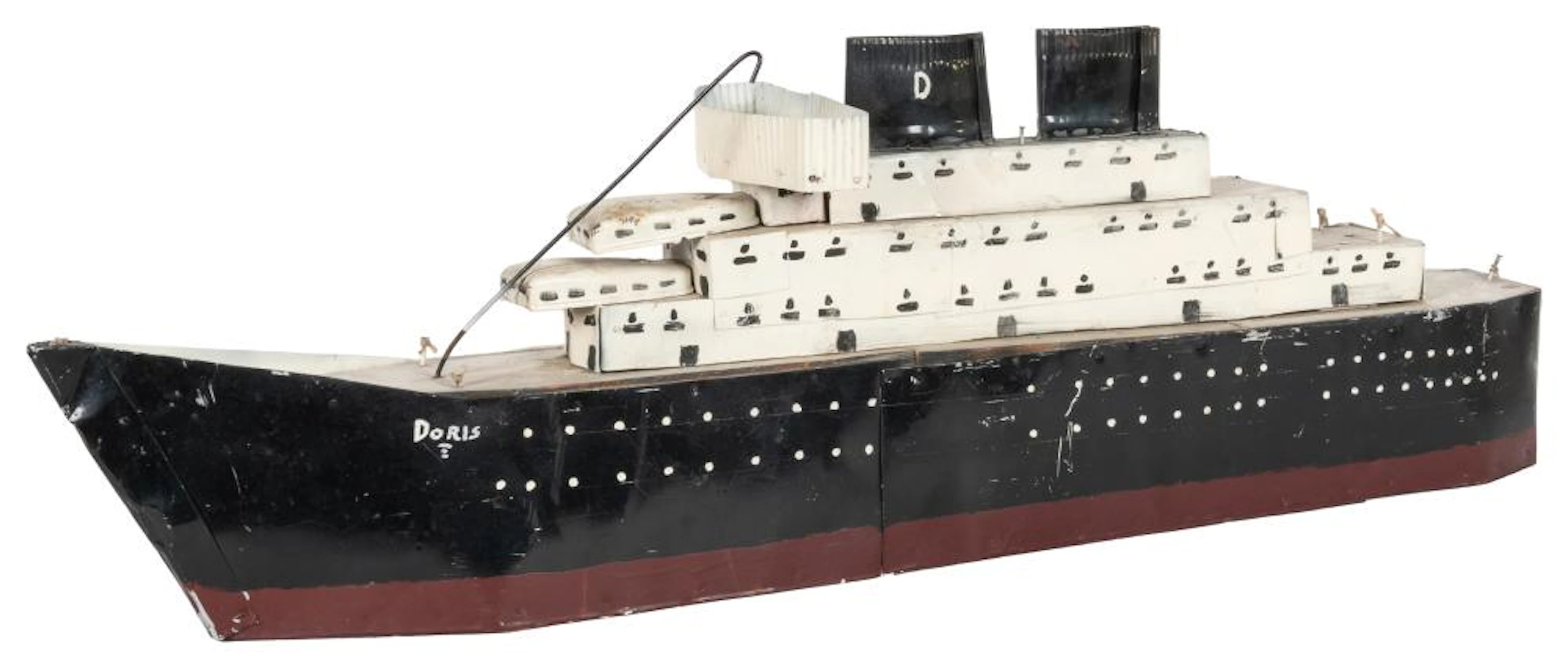 [FOLK ART]. Pair of Handmade and Hand-Painted Ship Models. ...