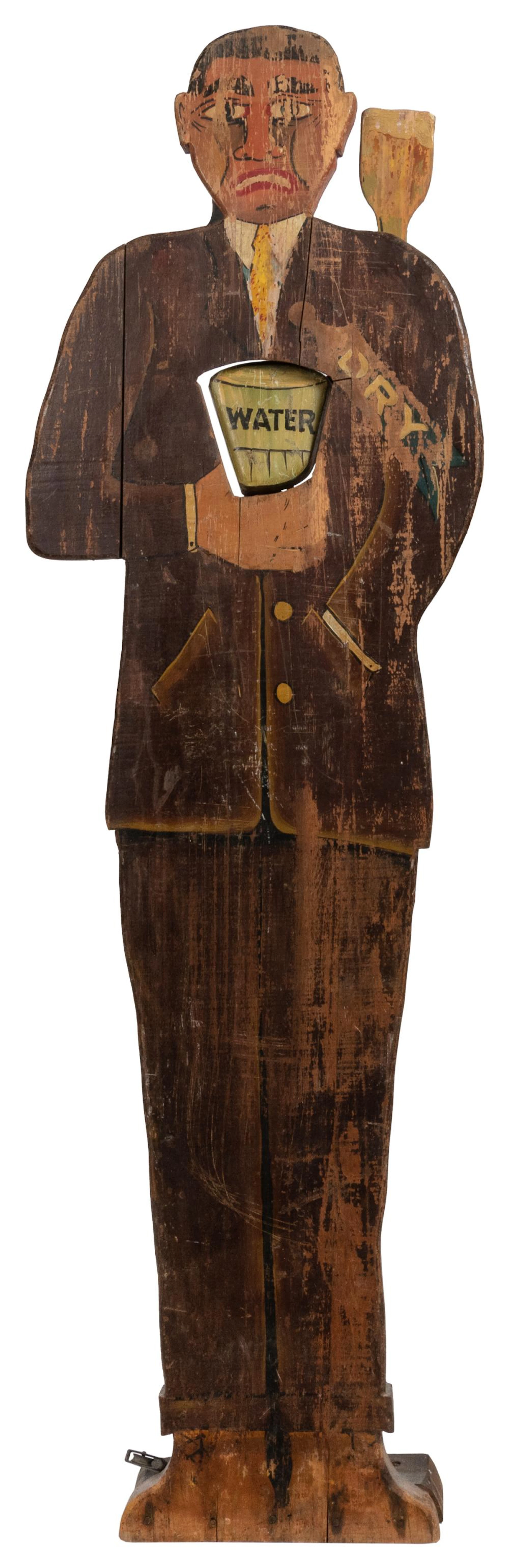 [FOLK ART]. Hand-Made and Painted Tavern Figure Tossing Gam...