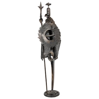 [ARTIST UNKNOWN]. Surreal Knight Metal Sculpture. [Ca. 20th...