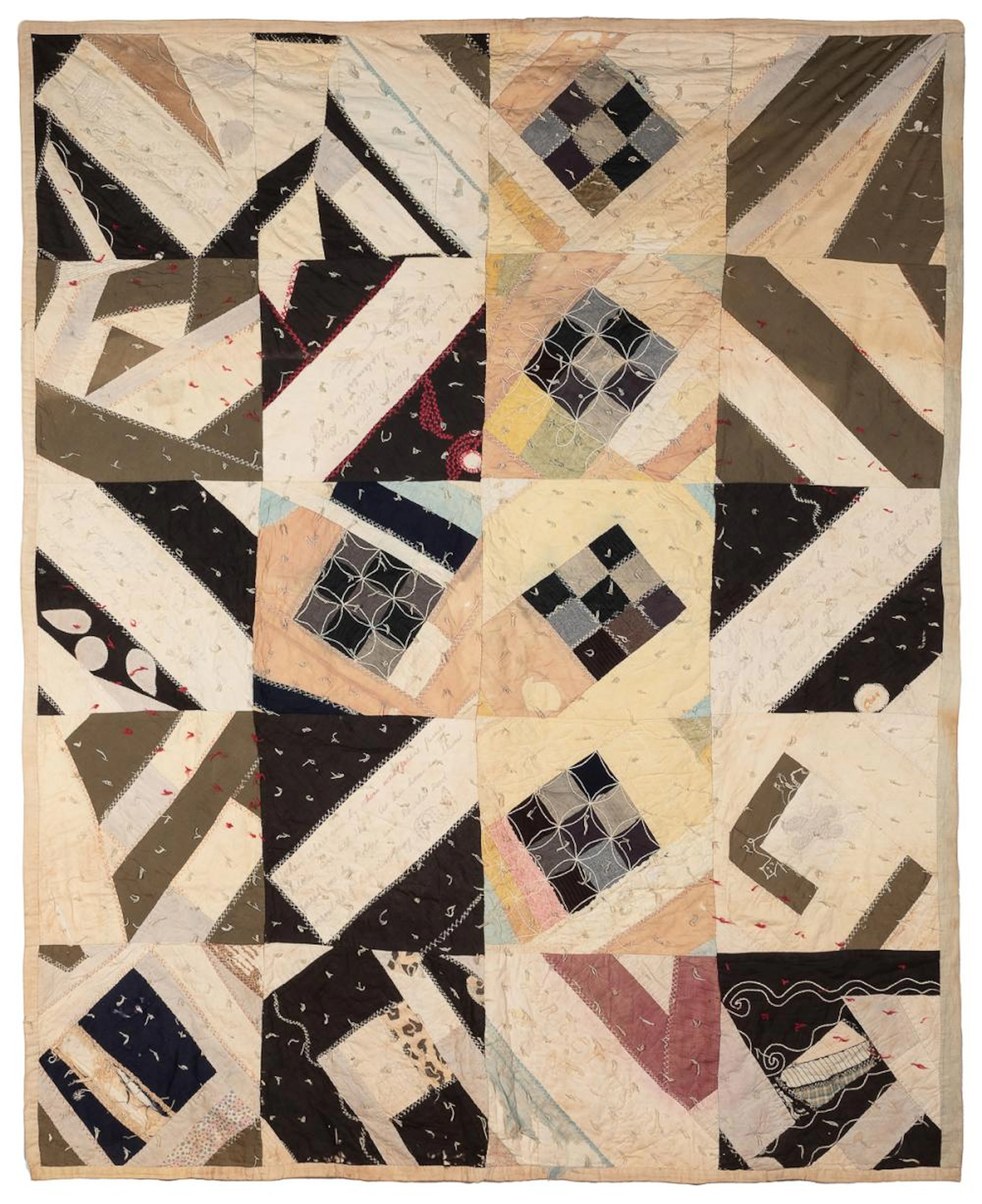 [FOLK ART QUILT]. Crazy Forget Me Not Family Quilt / Pieced...