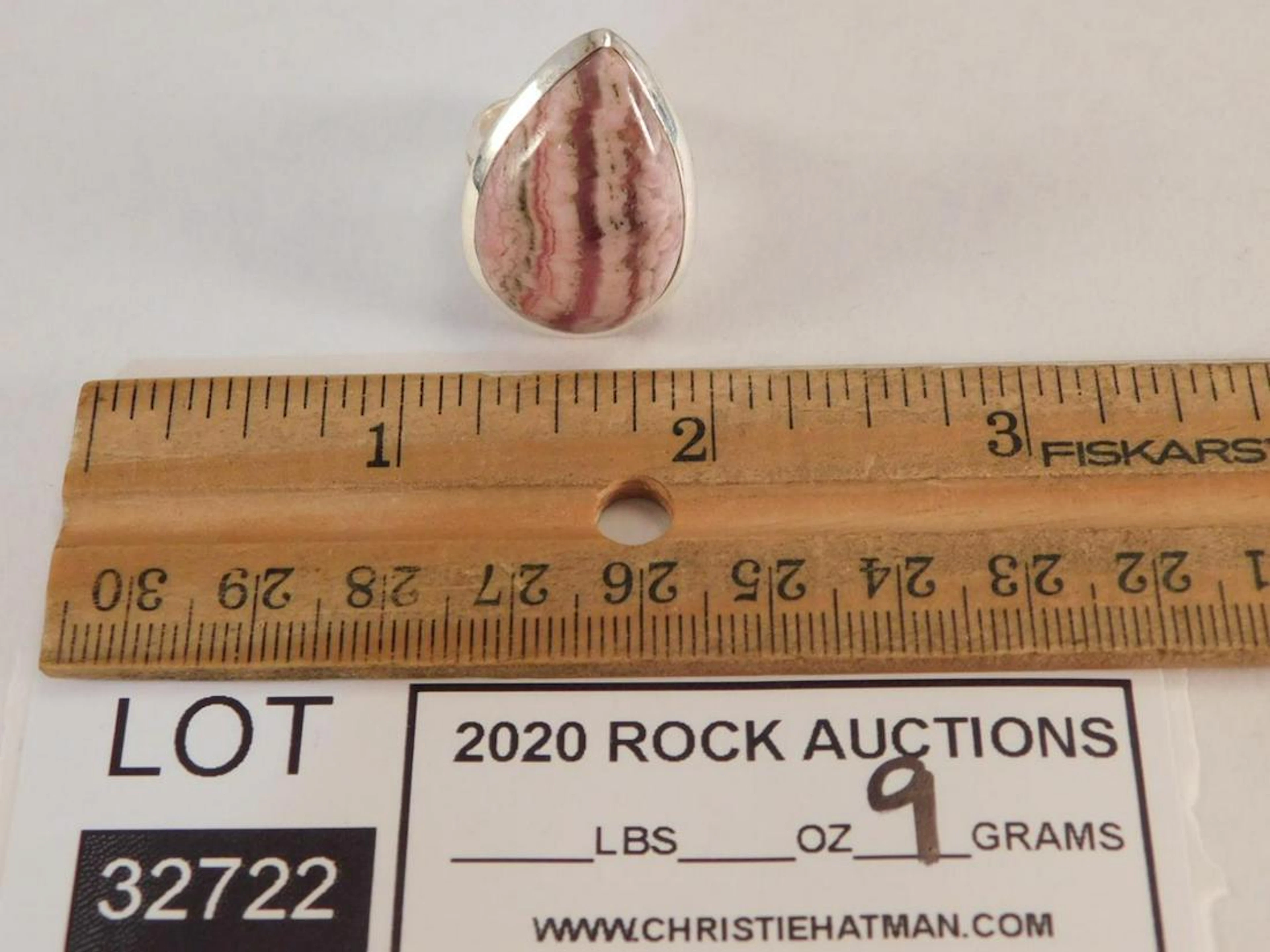 RHODONITE CABOCHON SILVER RING ROCK STONE LAPIDARY