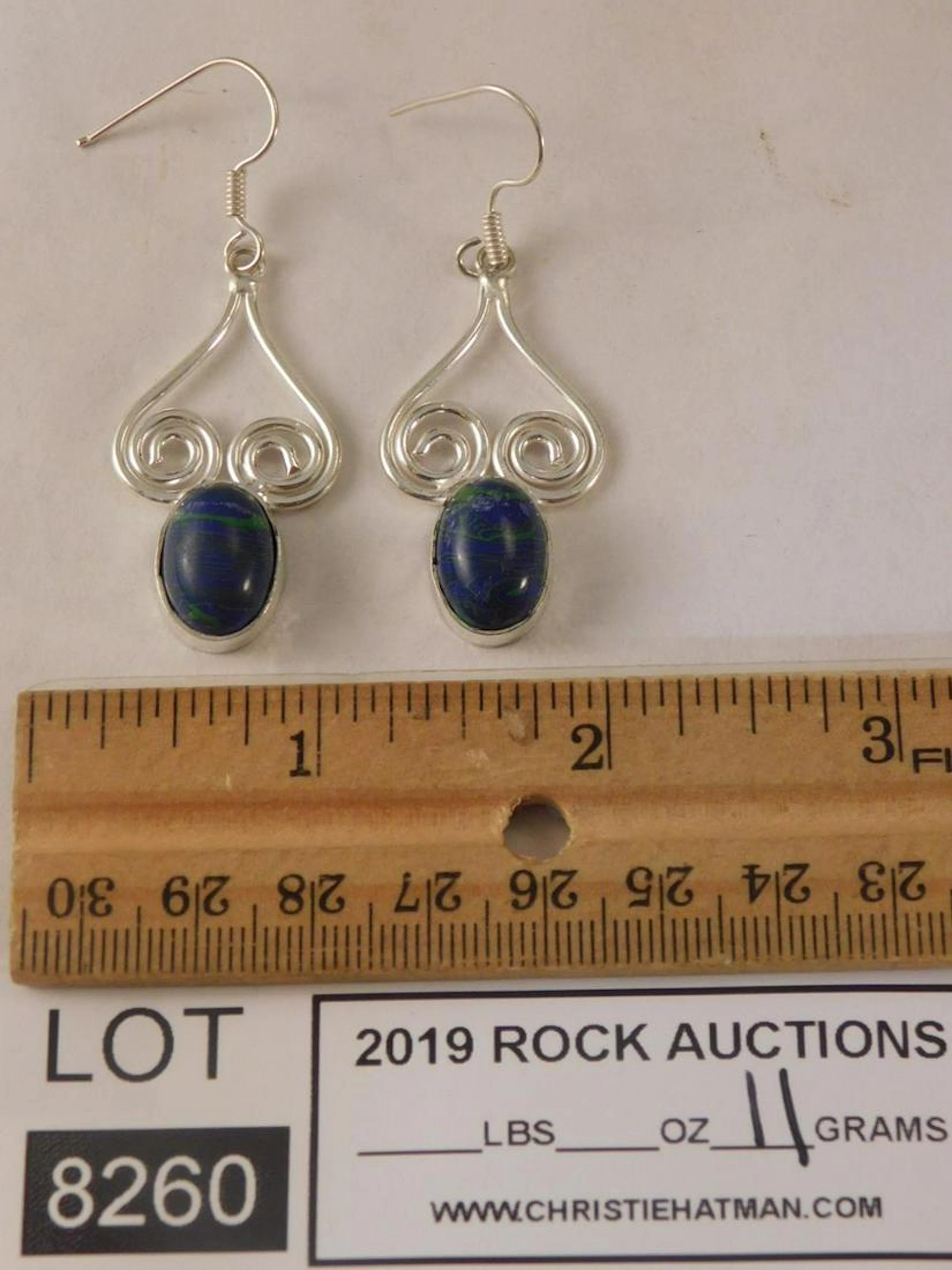 AZURITE STONE SILVER EARRINGS