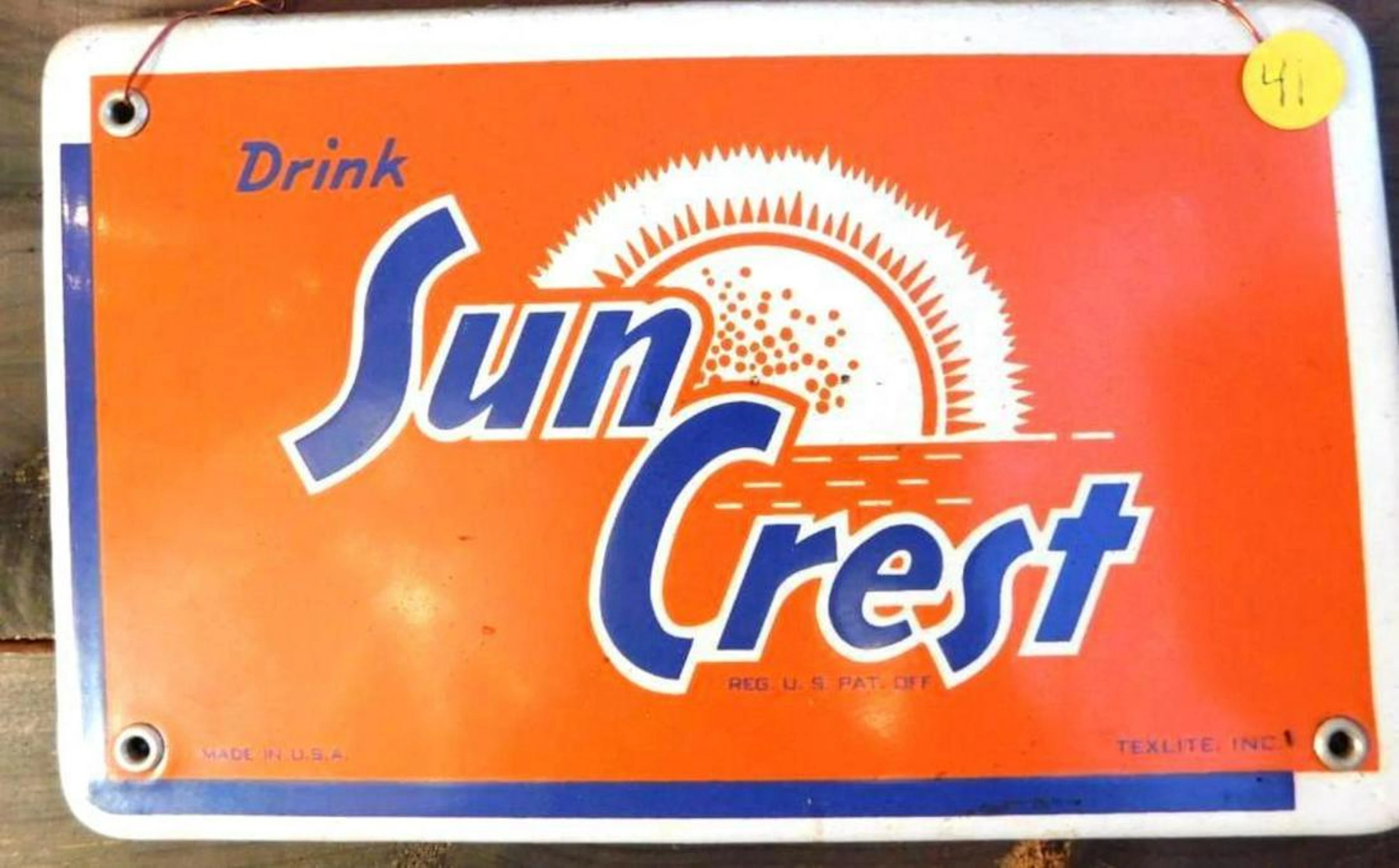 DRINK SUNCREST PORCELAIN ADVERTISING SIGN VINTAGE