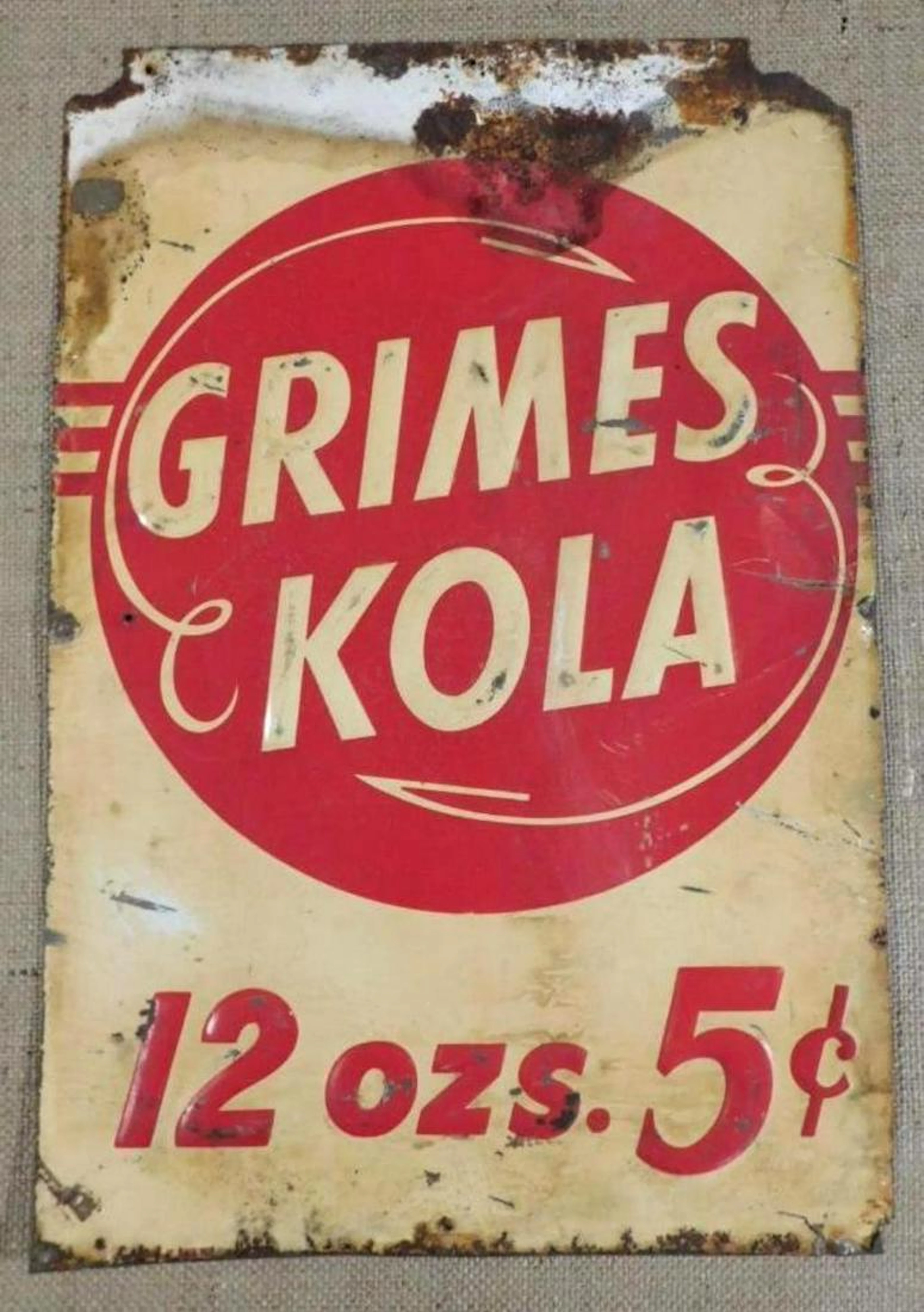 GRIMES KOLA ADVERTISING SIGN VINTAGE ANTIQUE
