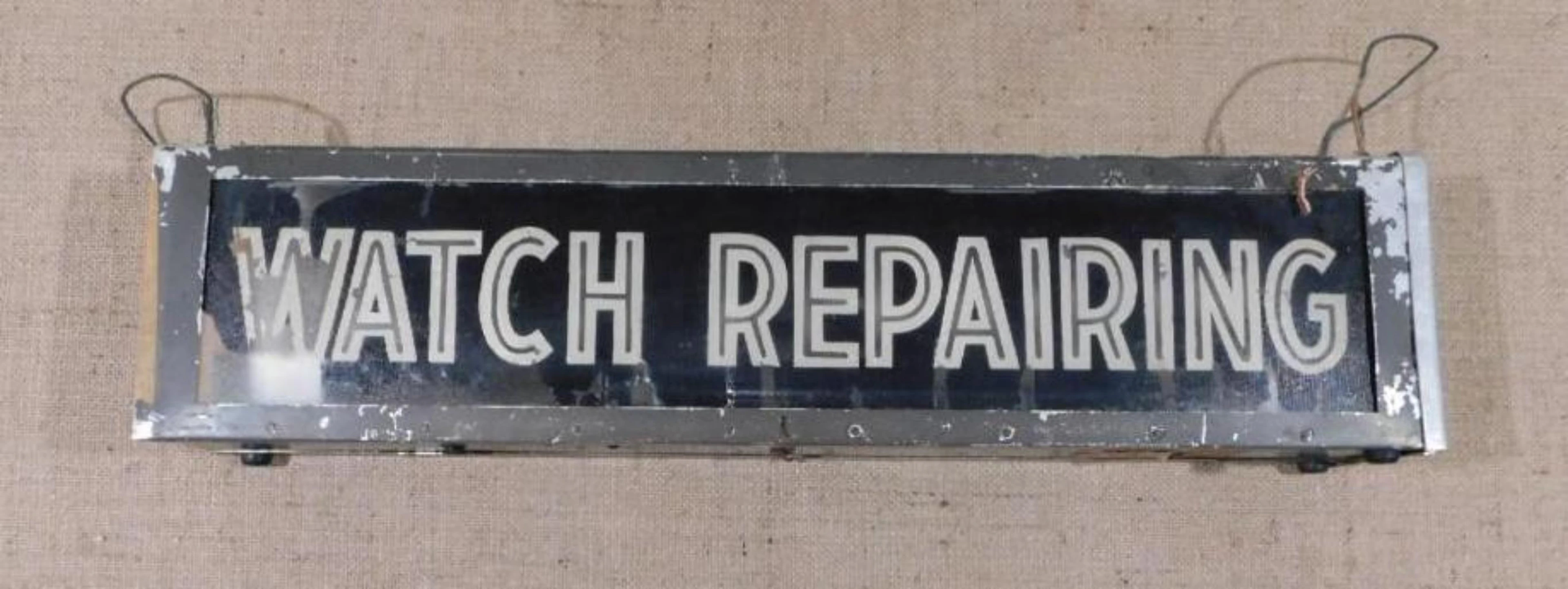 WATCH REPAIRING ADVERTISING SIGN VINTAGE ANTIQUE