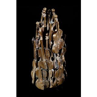 Fernandez Arman (French, 1928-2005) Bronze Maquette Sculpture of Violins