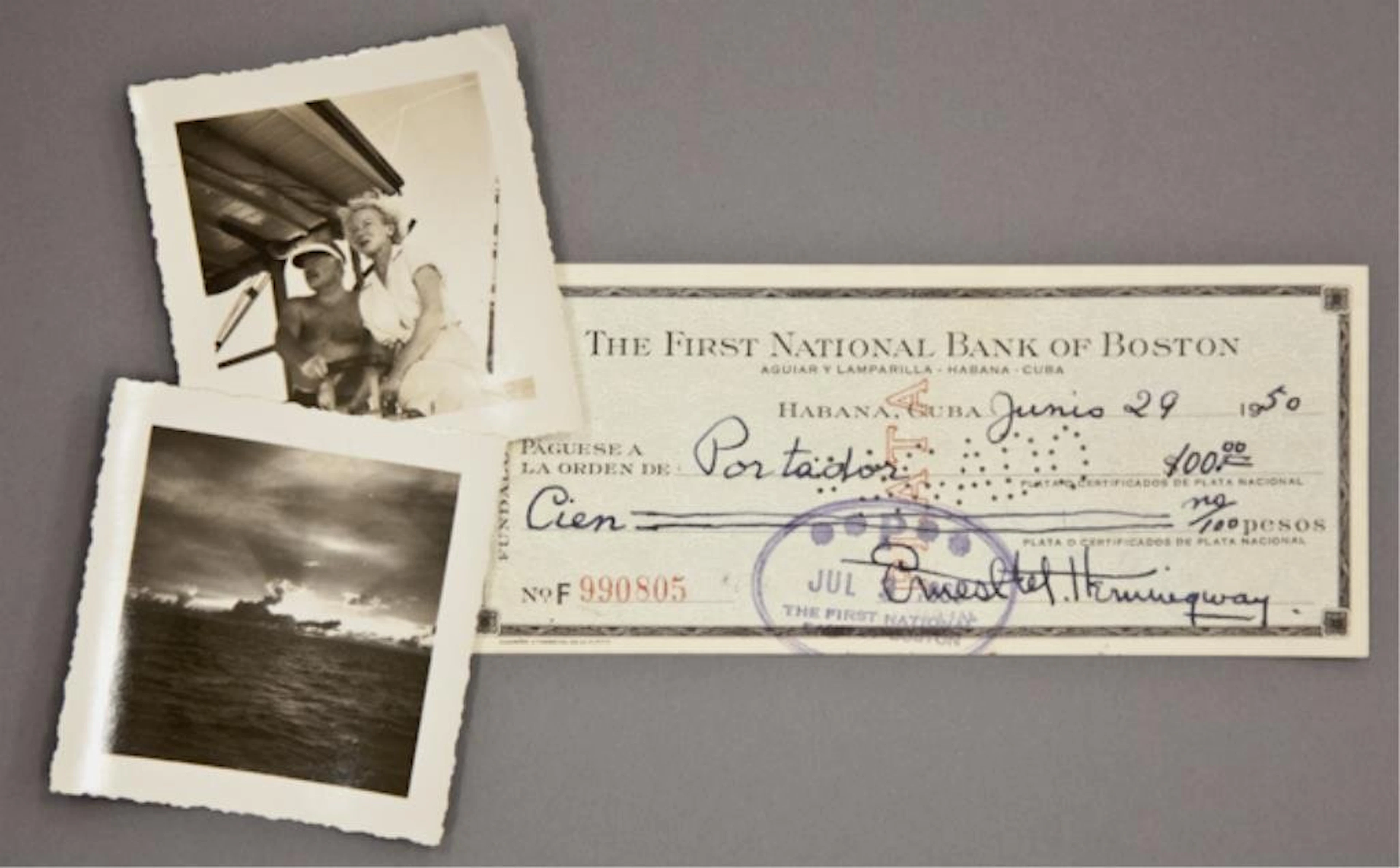 Hemingway Photographs and Signed Check
