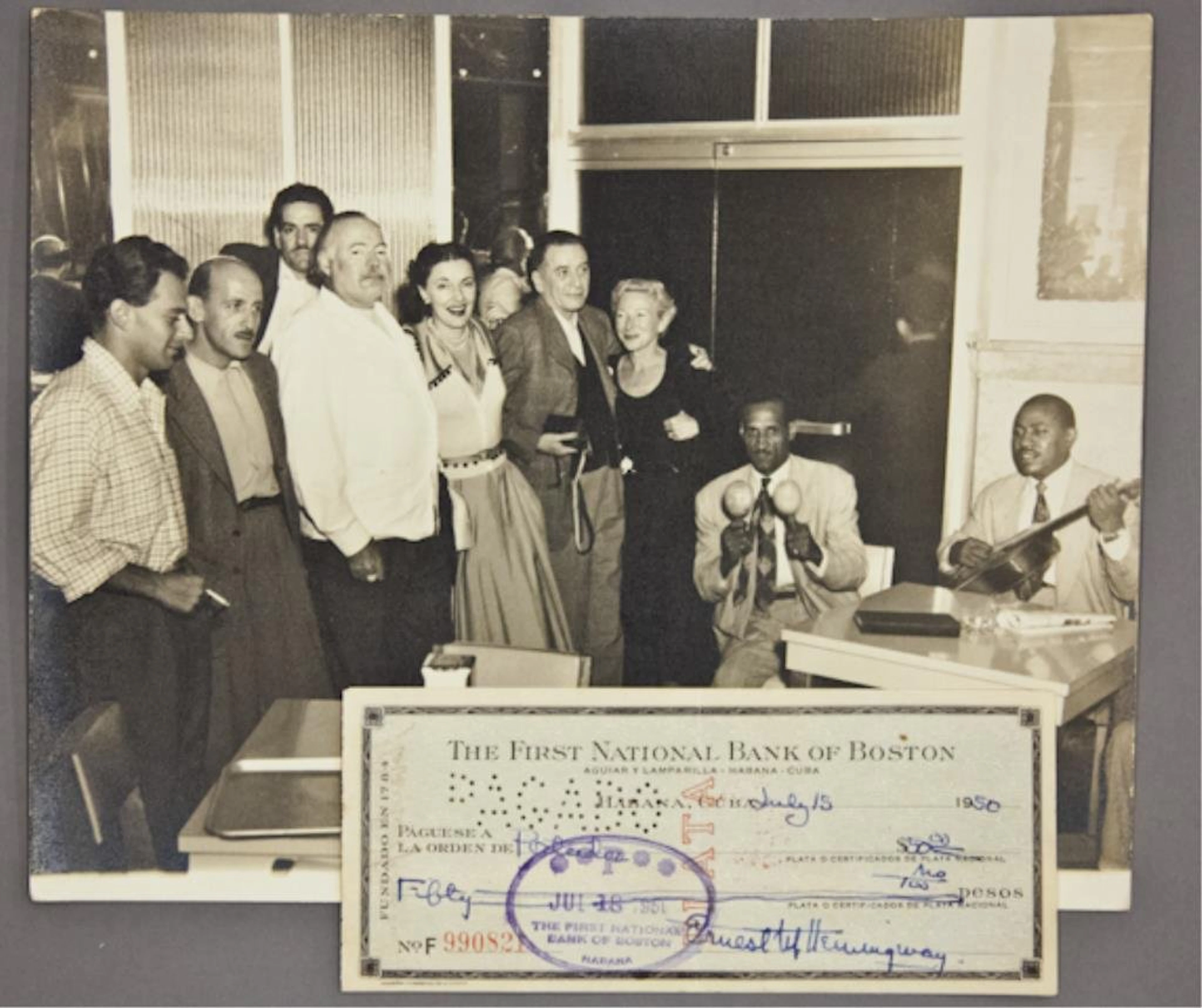 Hemingway La Floridita Photo, Signed Check