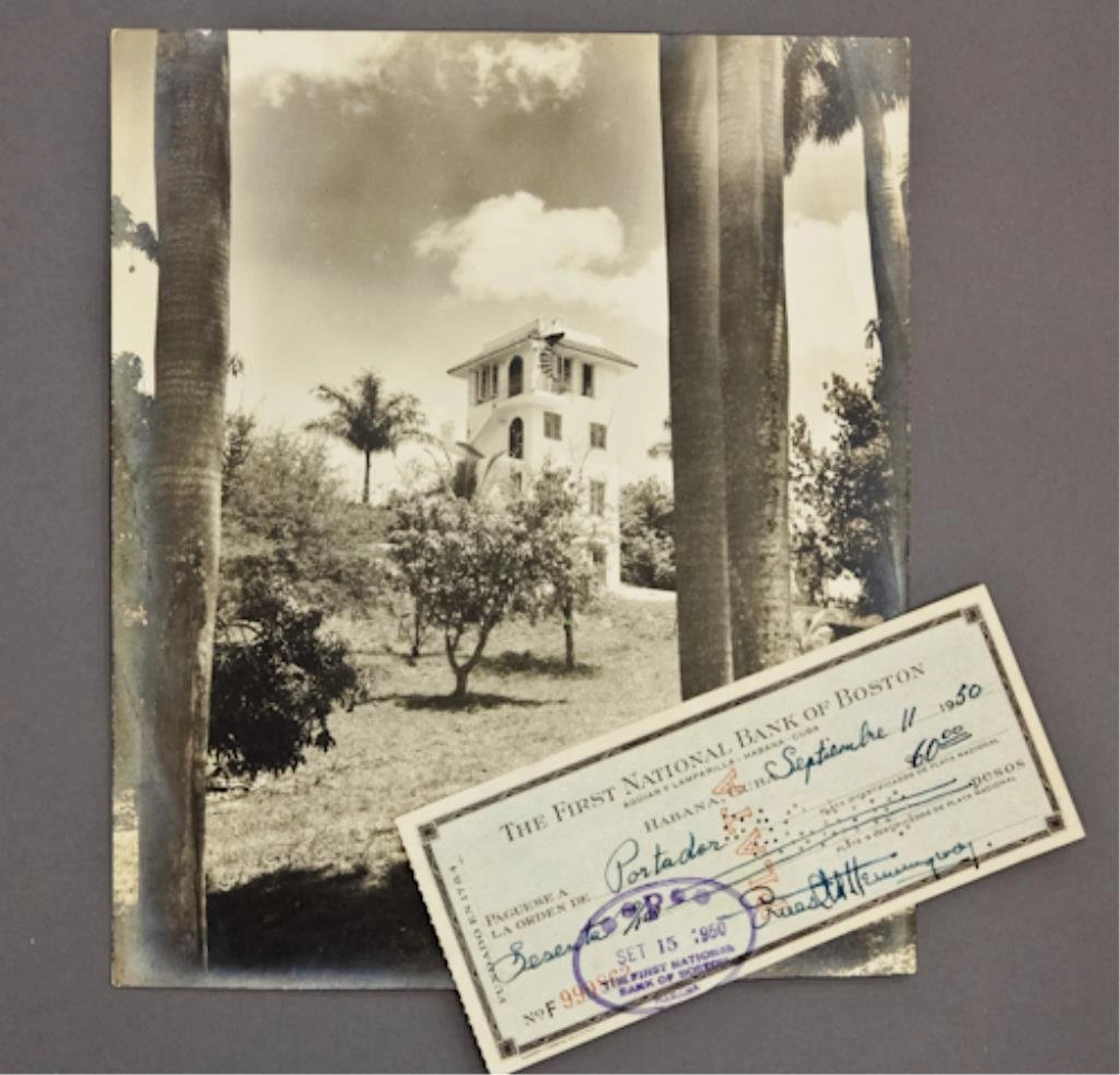 Hemingway Finca Vigia Photo Signed Check