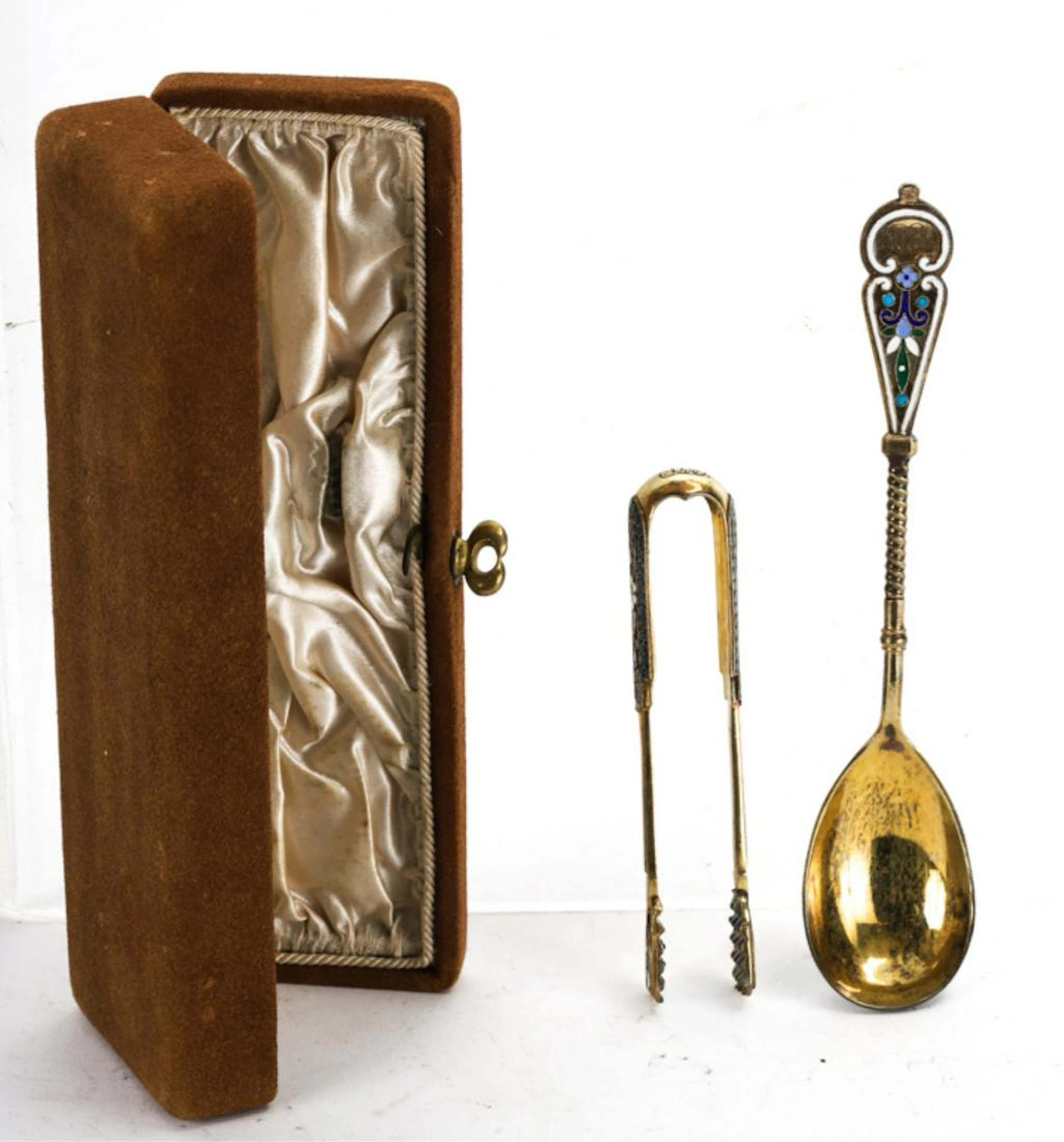 ANTIP KUZMICHEV SPOON & PAIR OF KLINGER SUGAR TONG
