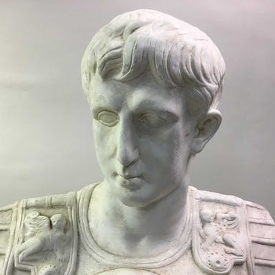 REPRODUCTION PLASTER HEAD AND SHOULDERS BUST CAIO GIULIO CESARE Barnebys