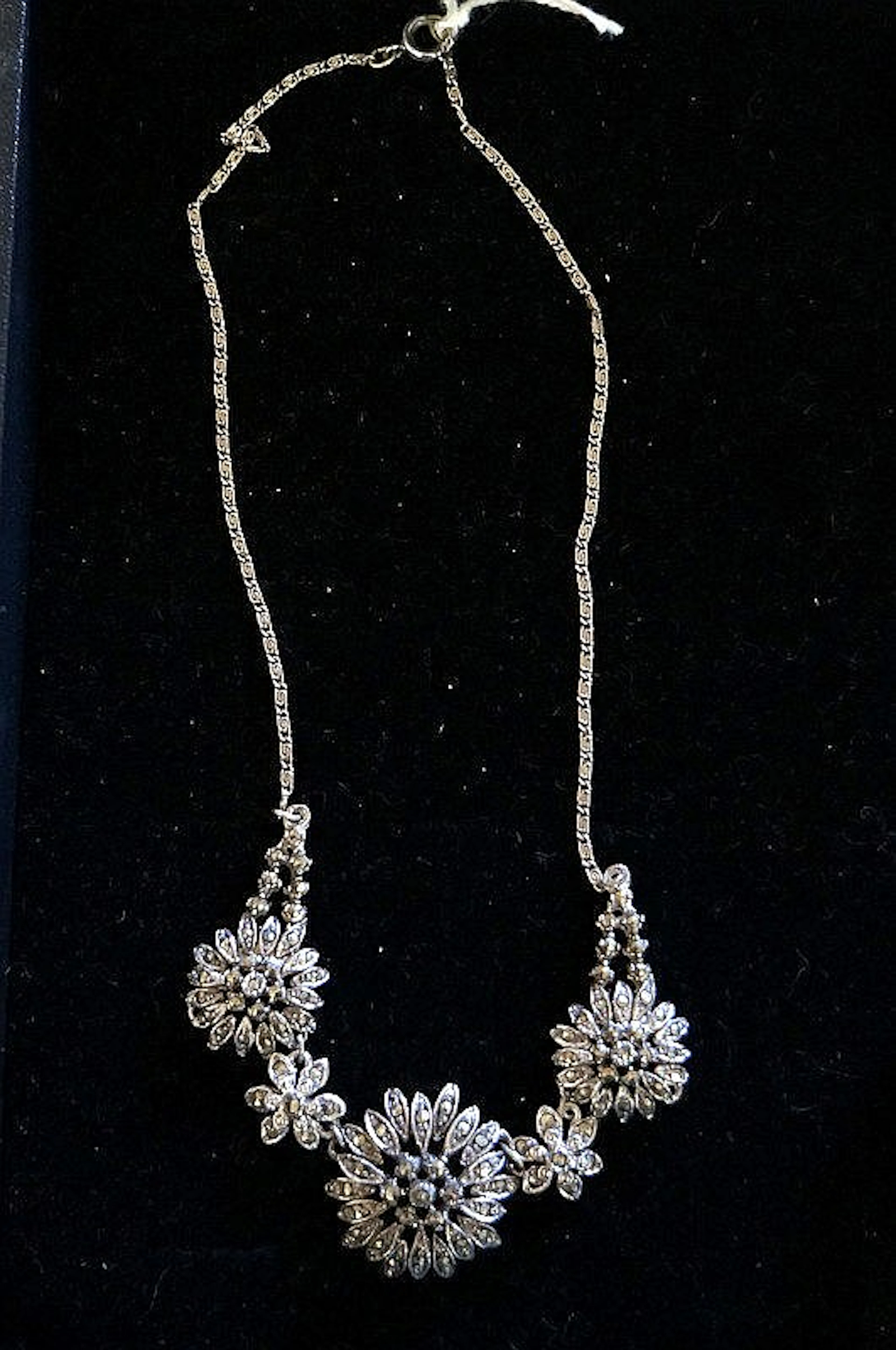 Vintage marcasite floral design necklace