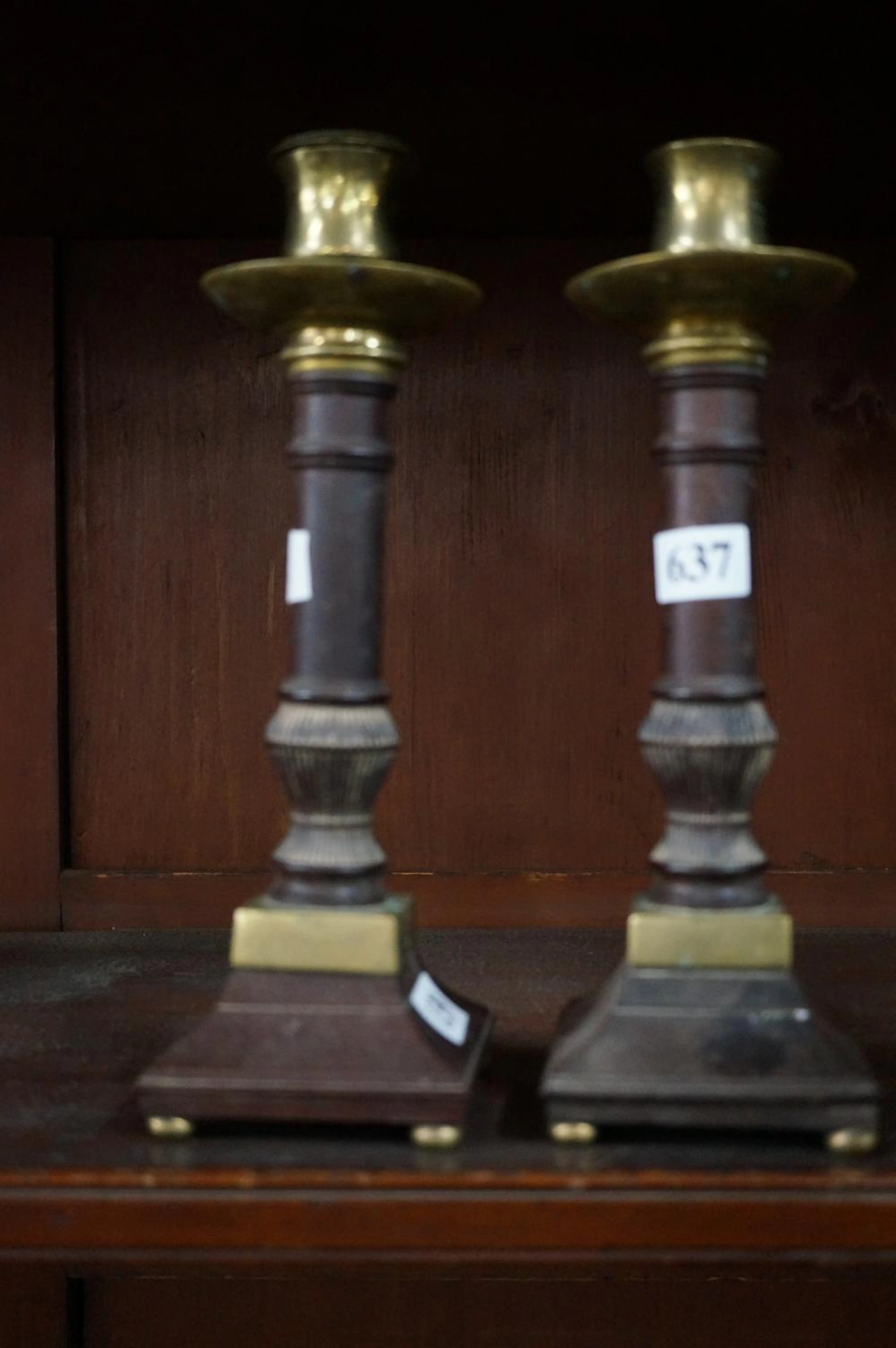 Pr bakelite & brass 23 cm candelsticks
