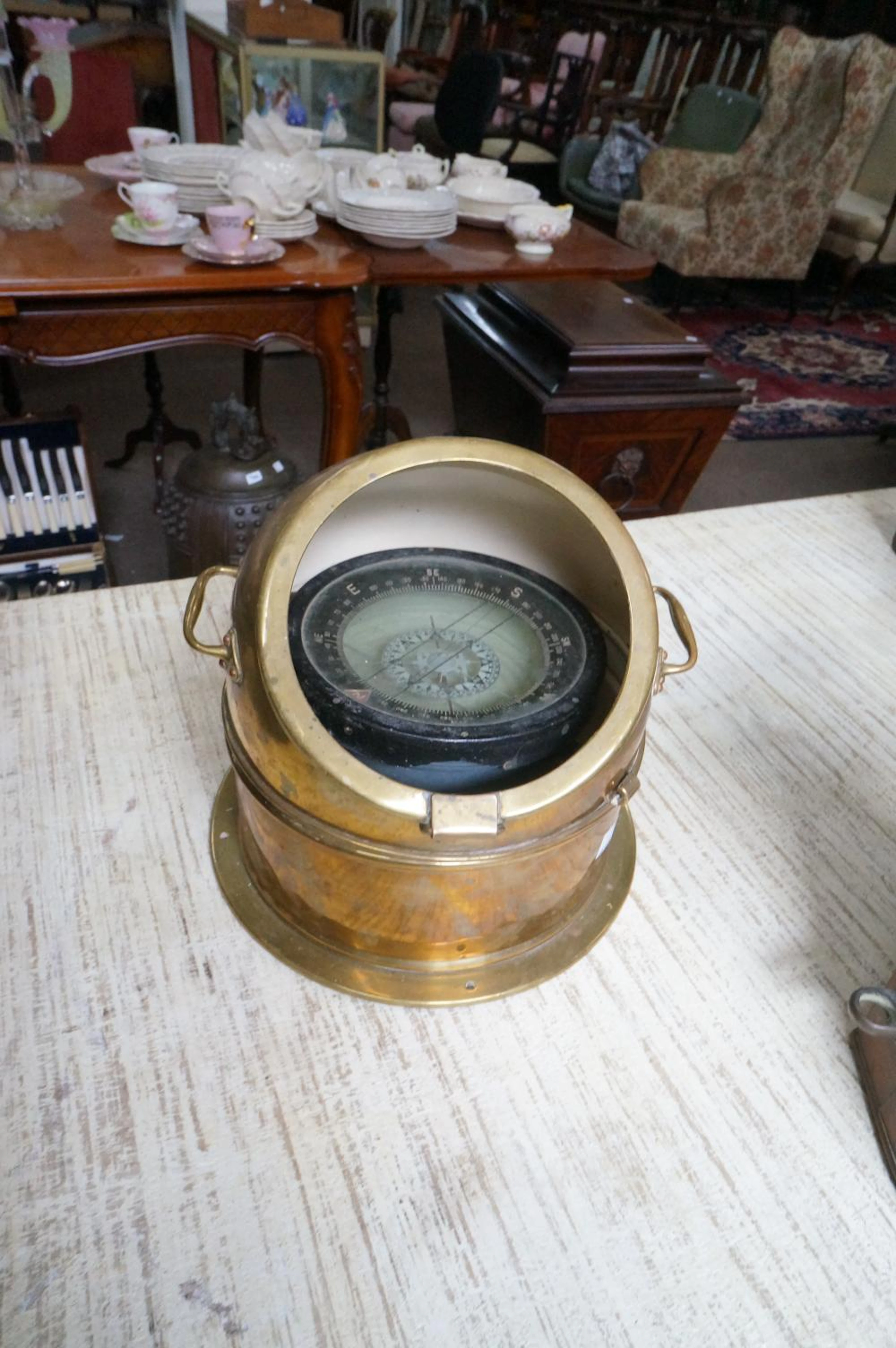 Antique brass Ships Binnacle compass by Simpson & Lawrence Ltd