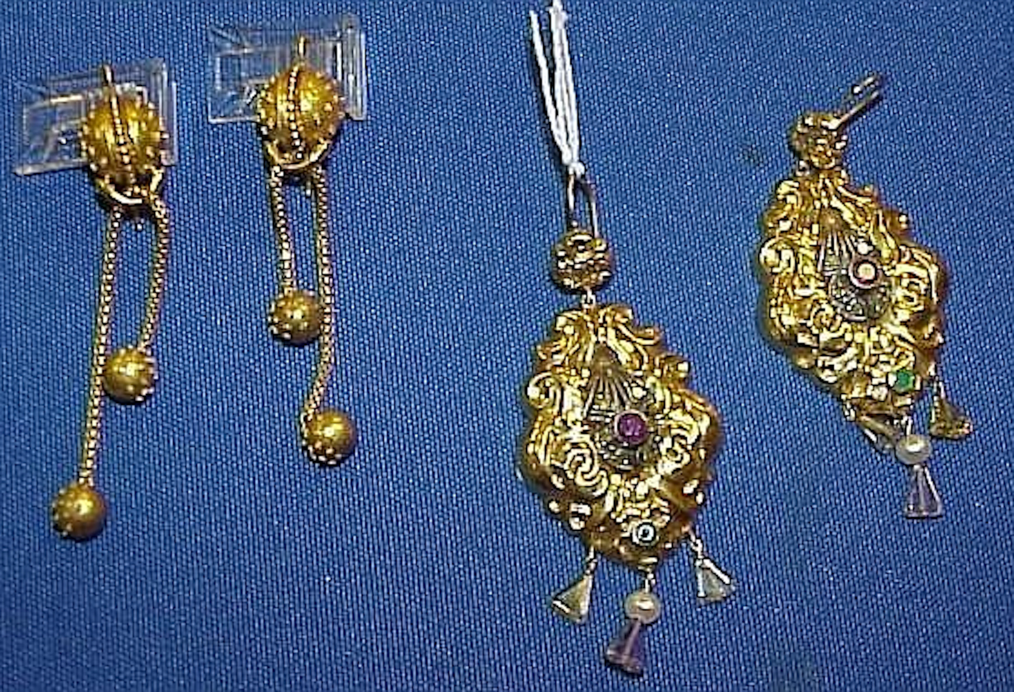 Two pair of earrings including: a pair of 15K Victorian...