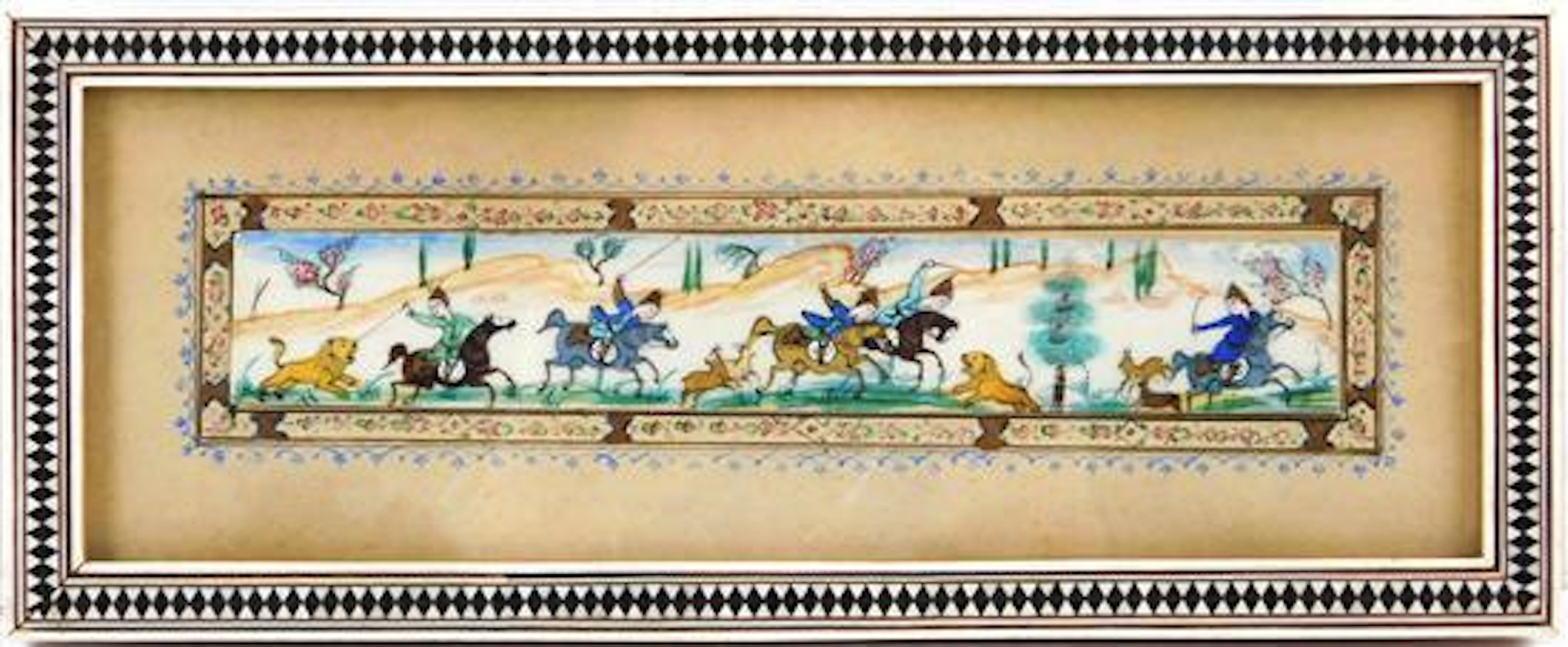 Persian miniature watercolor on ivory