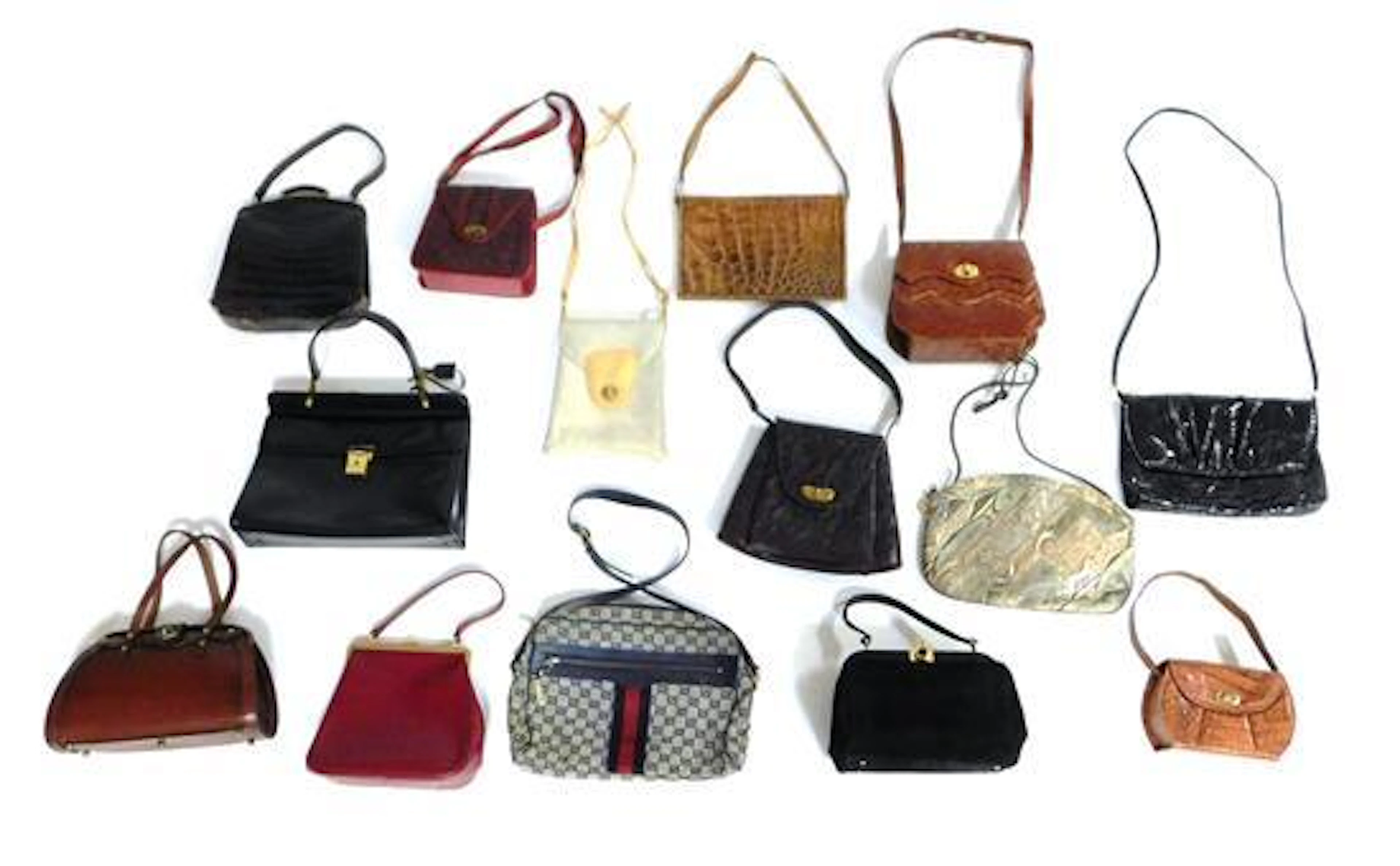 Fourteen vintage purses