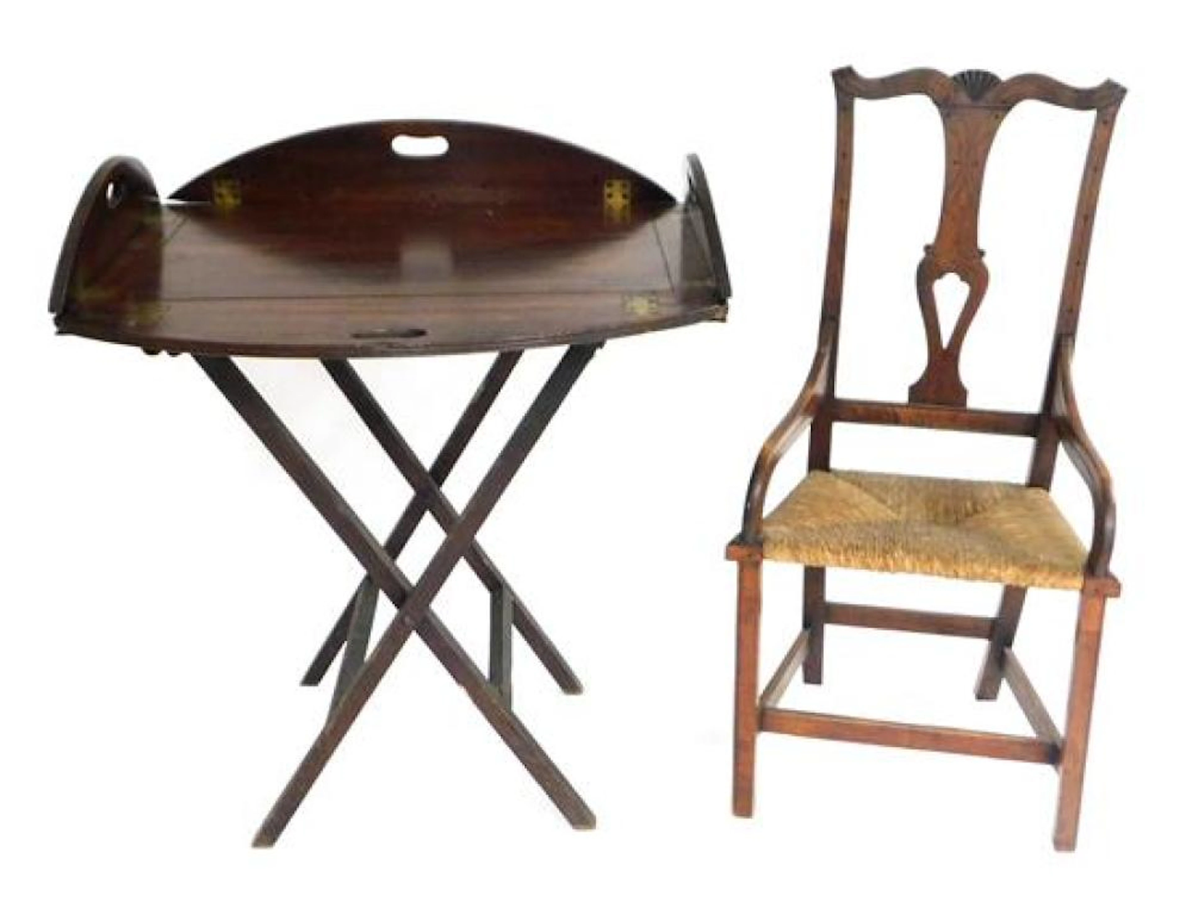 Two pieces of American furniture: Chippendale type chair...