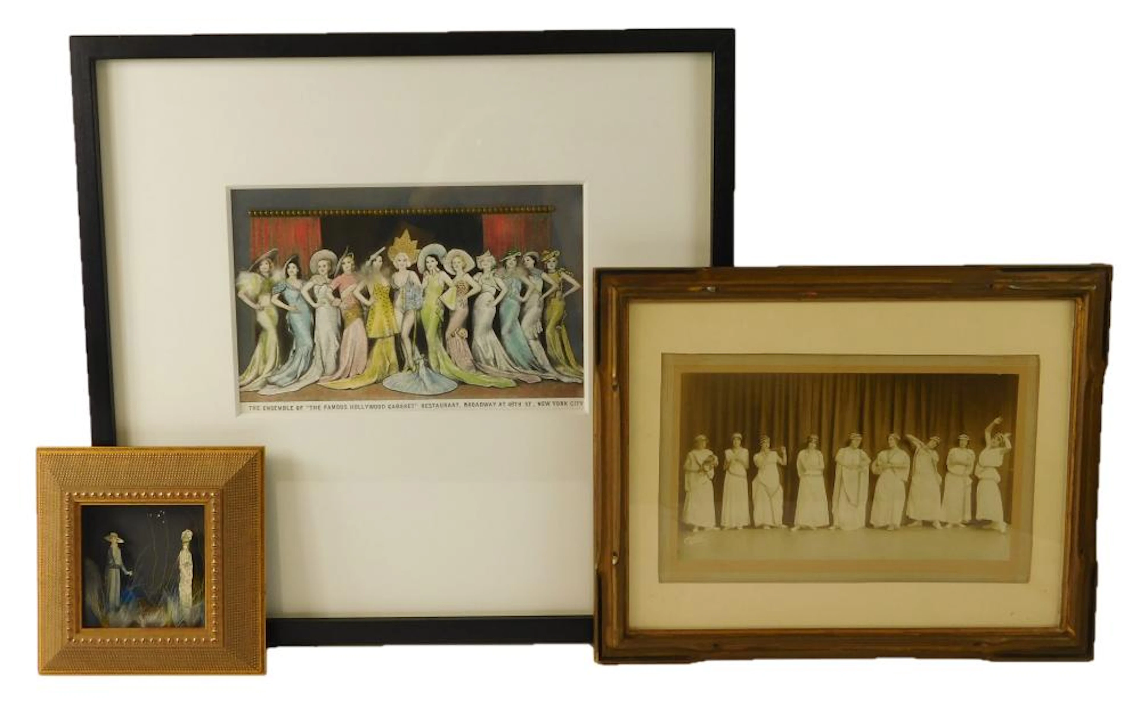 Three pieces featuring groups of women