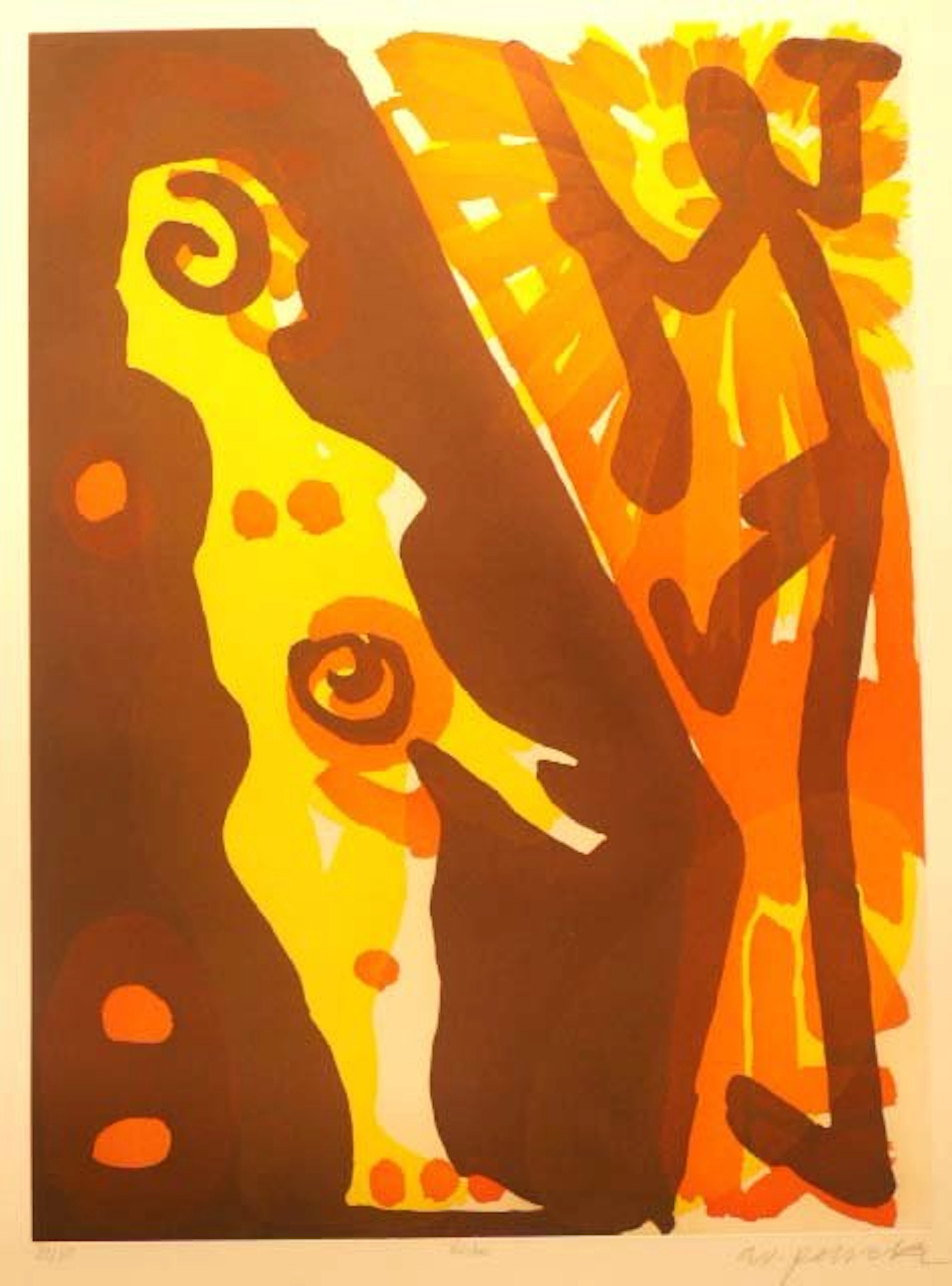 196: COLOR ETCHING, "RUCHER" SIGNED/TITLED PENCK