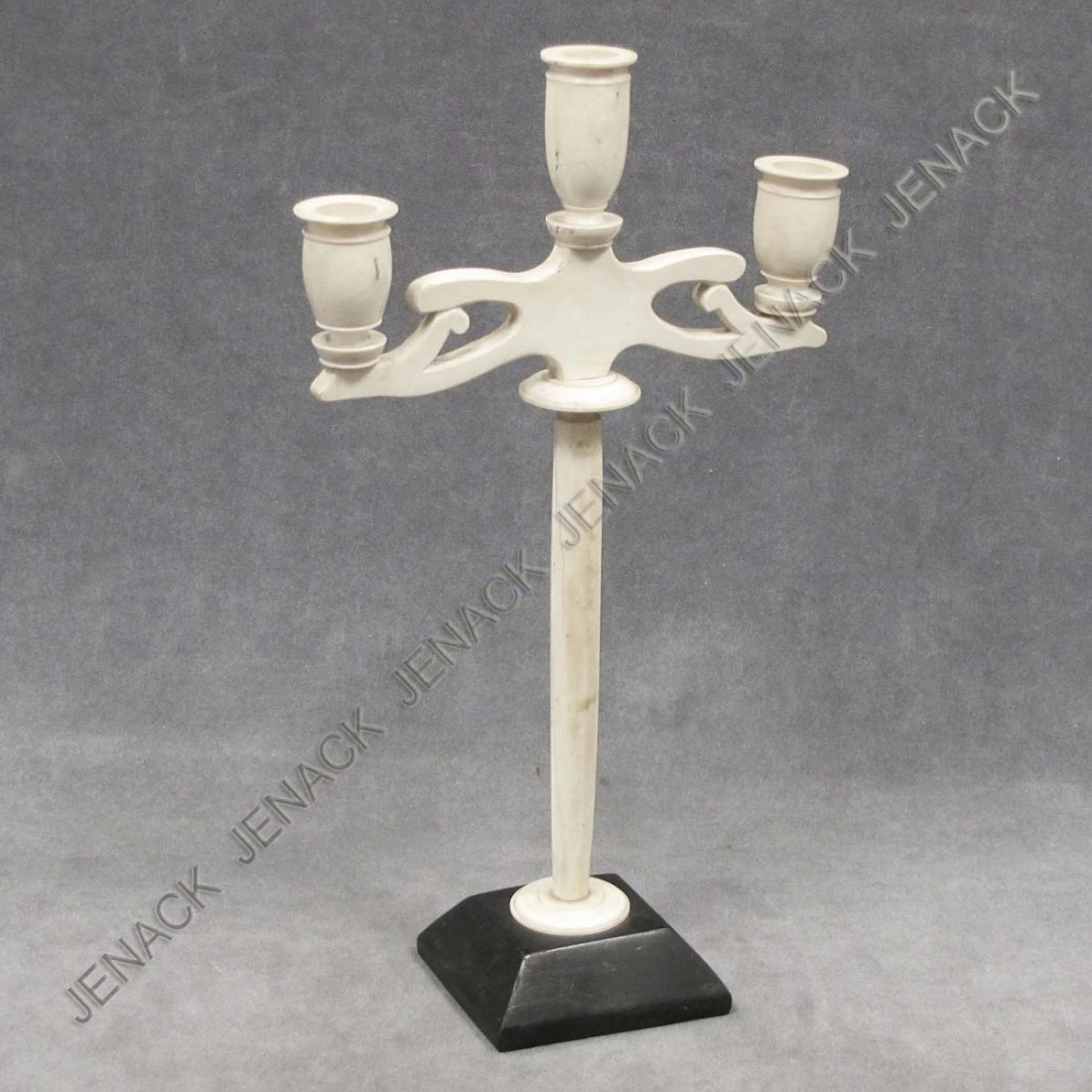 206: VINTAGE AFRICAN CARVED IVORY CANDELABRA