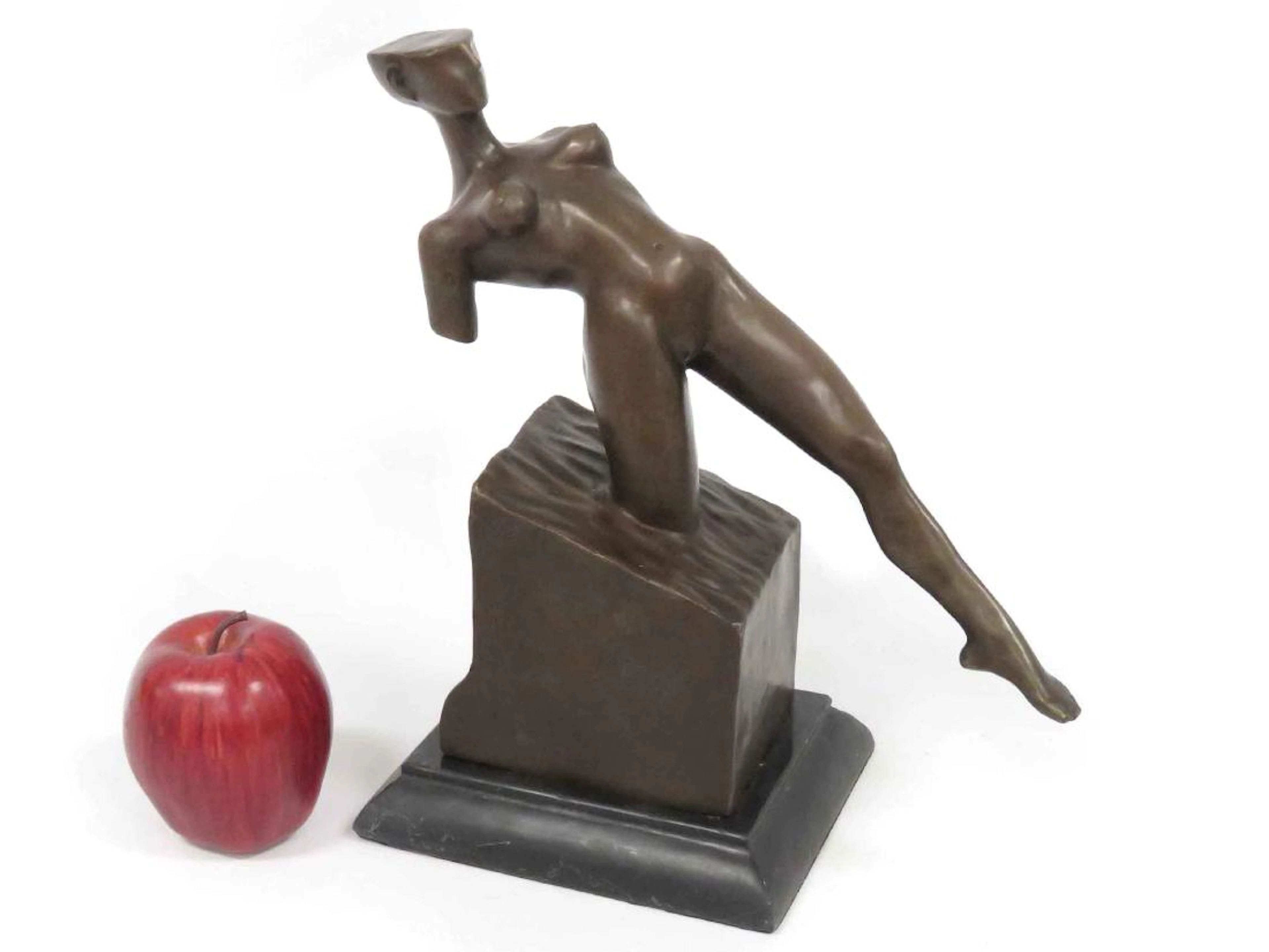 Signed rodin, bronze bather on marble base. height 12"