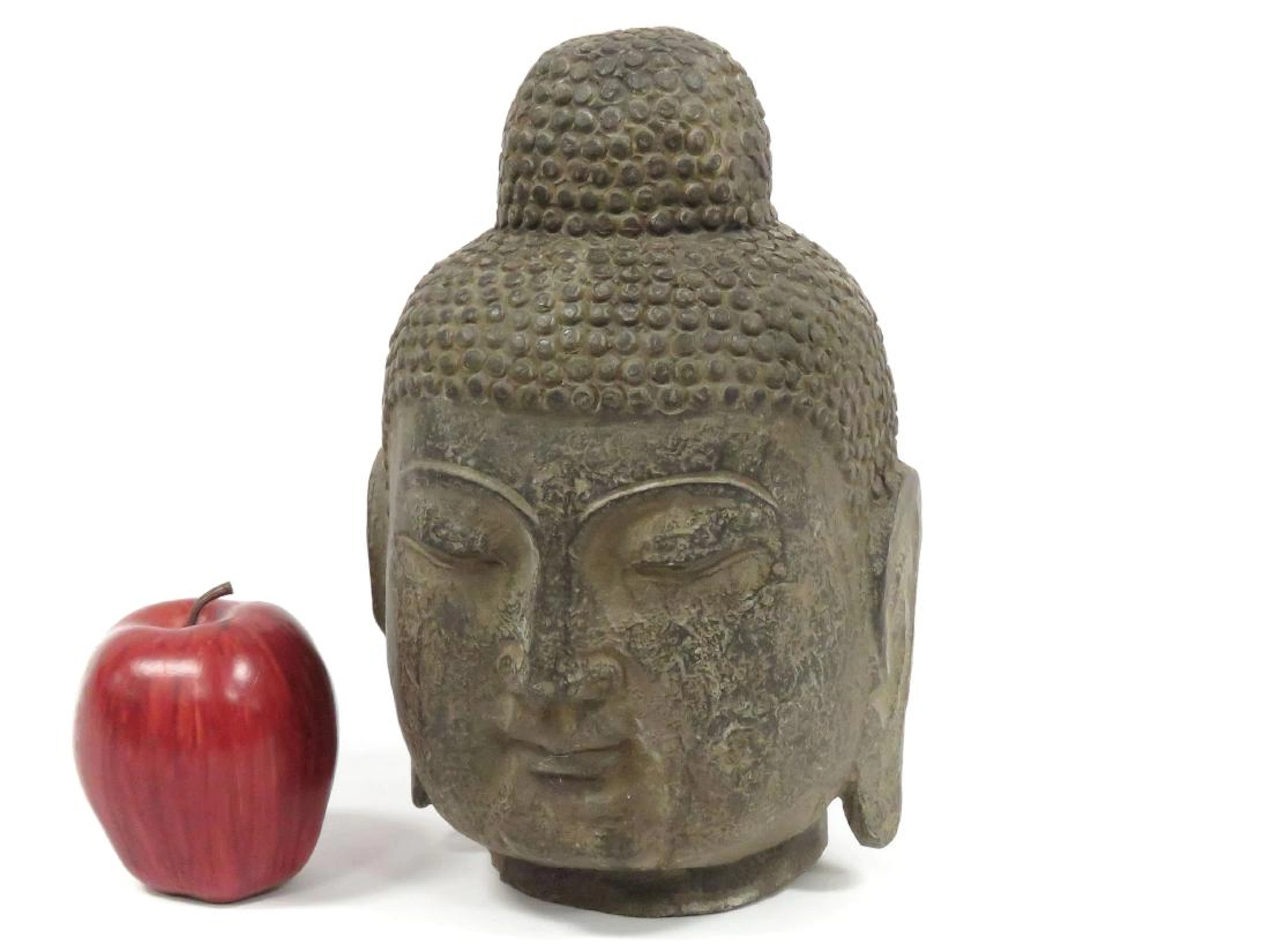 Chinese carved stone head of buddha. height 10"