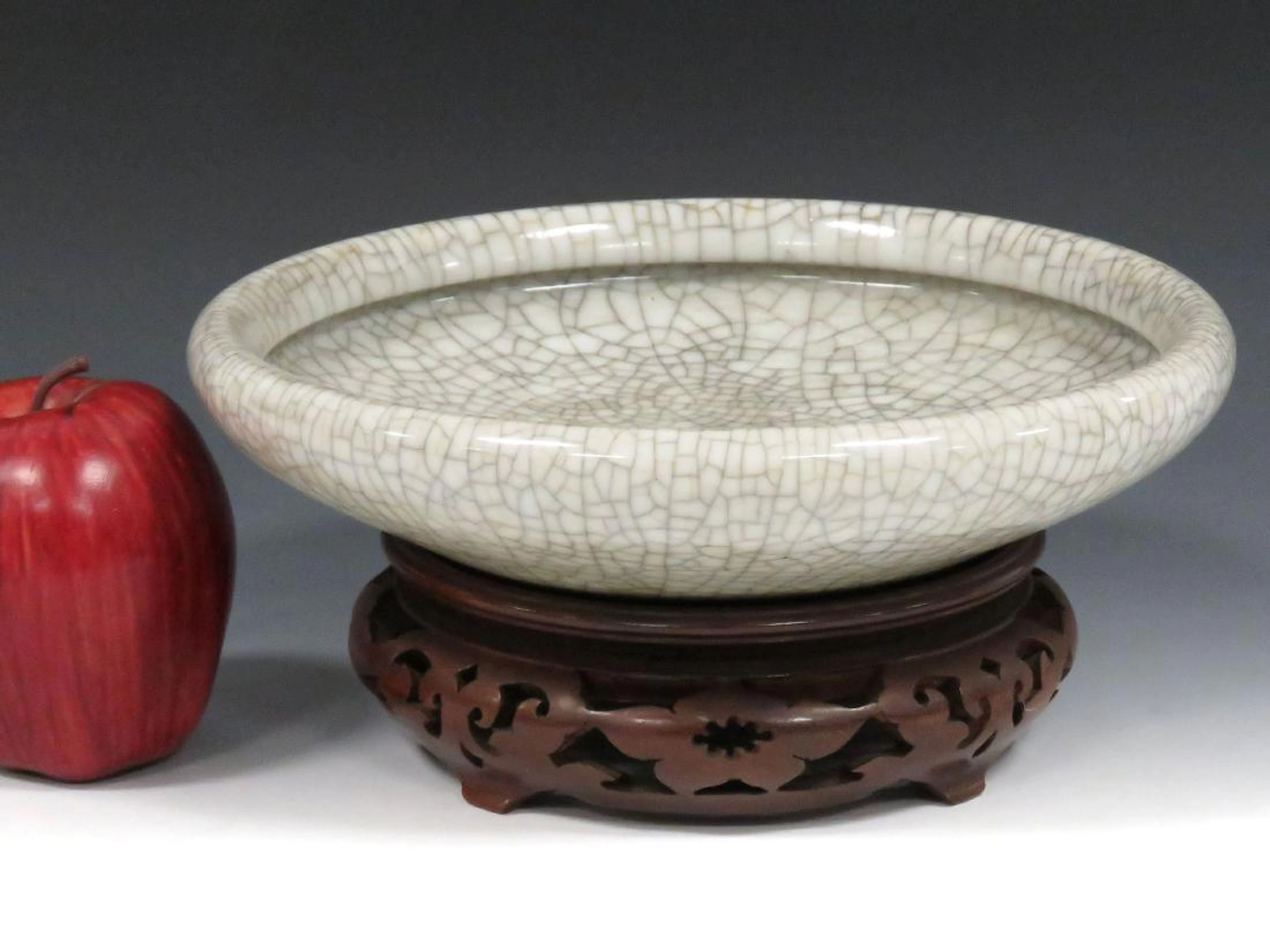 Chinese ko yao crackleware porcelain low bowl. height