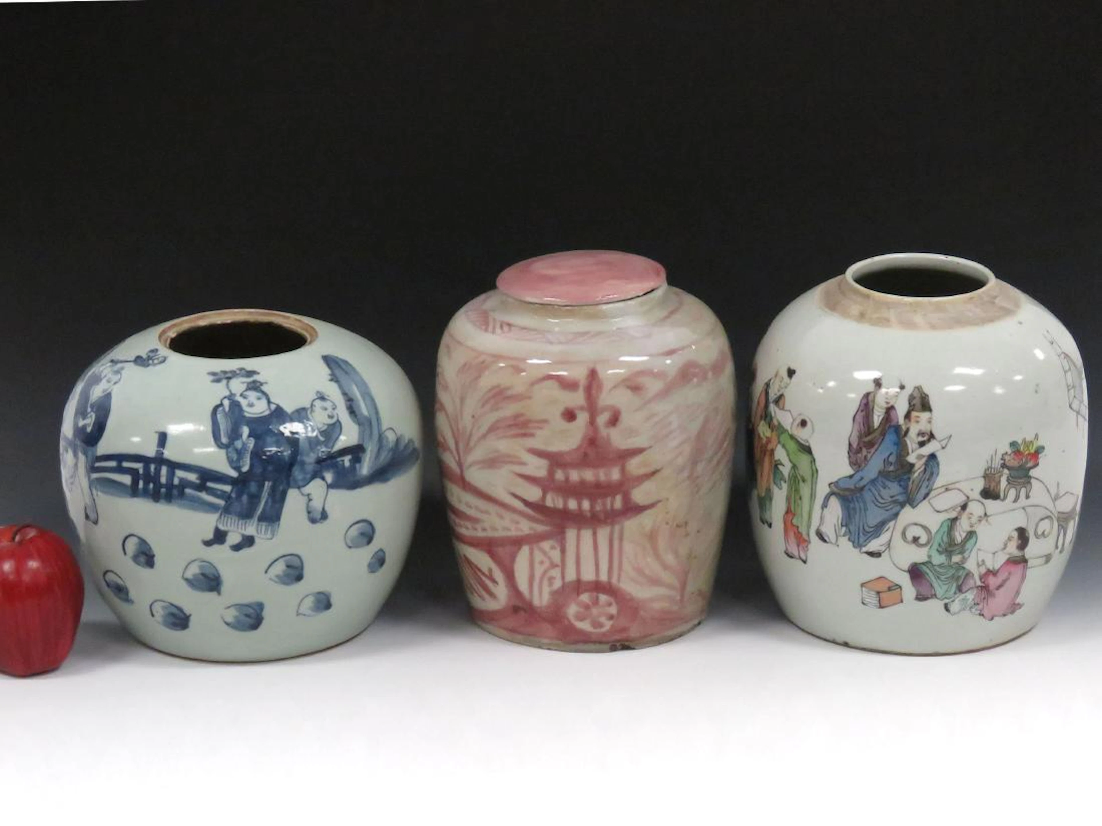 Lot (3) chinese porcelain storage jars including