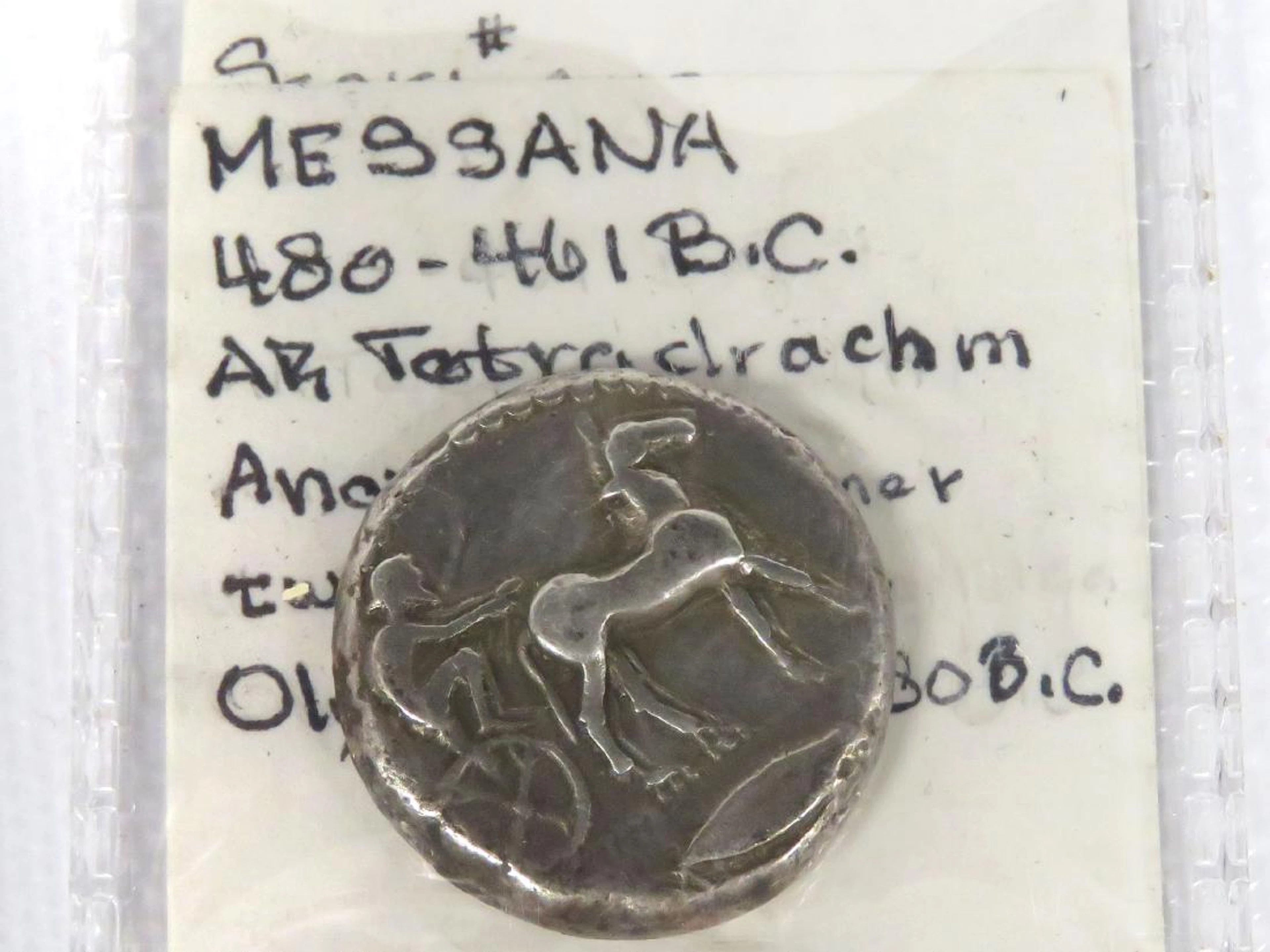 Messana, anaxilas ar tetradrachm silver coin (bc