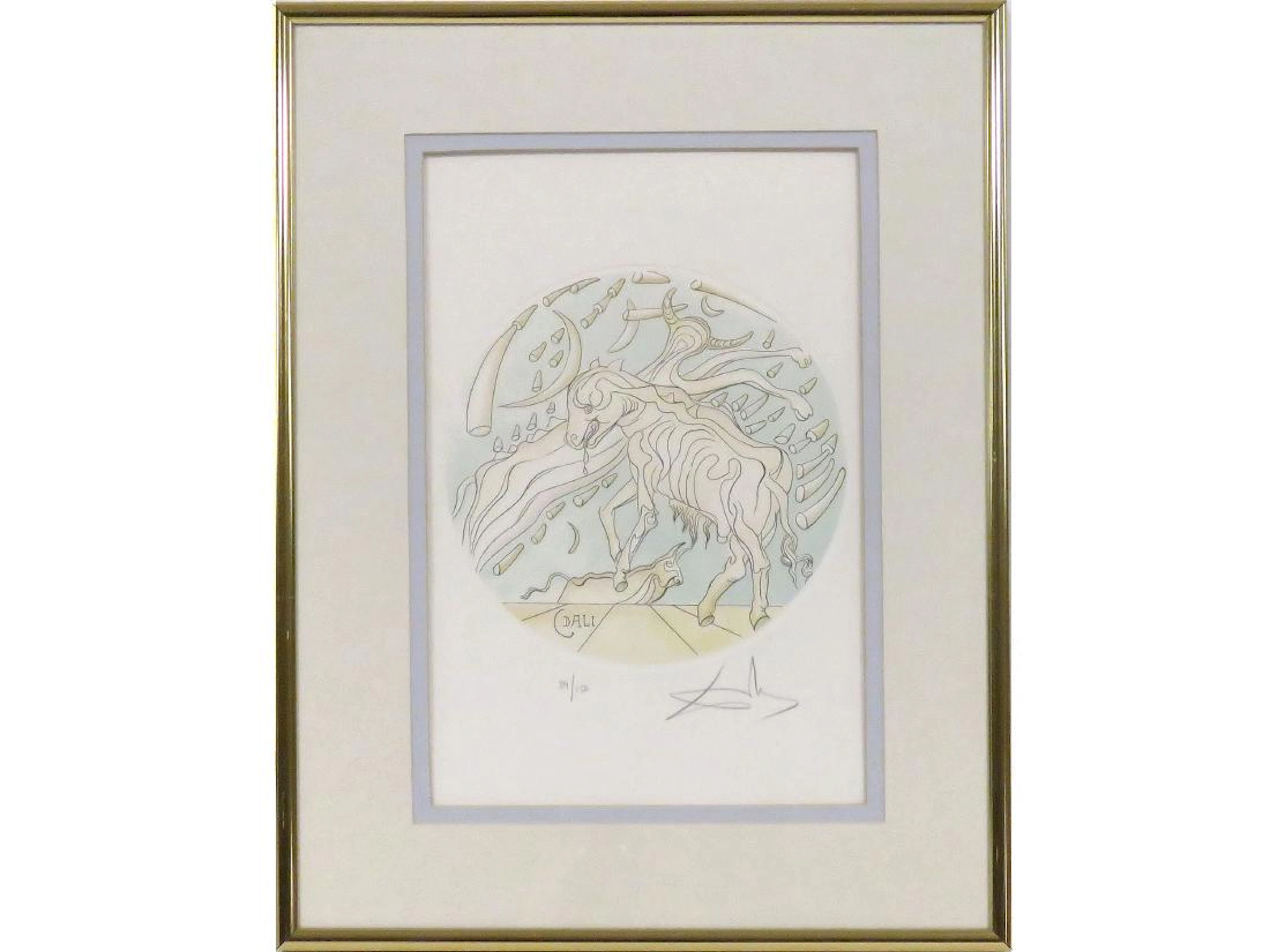 Salvador dali (spanish 1904-1989), etching, taurus from
