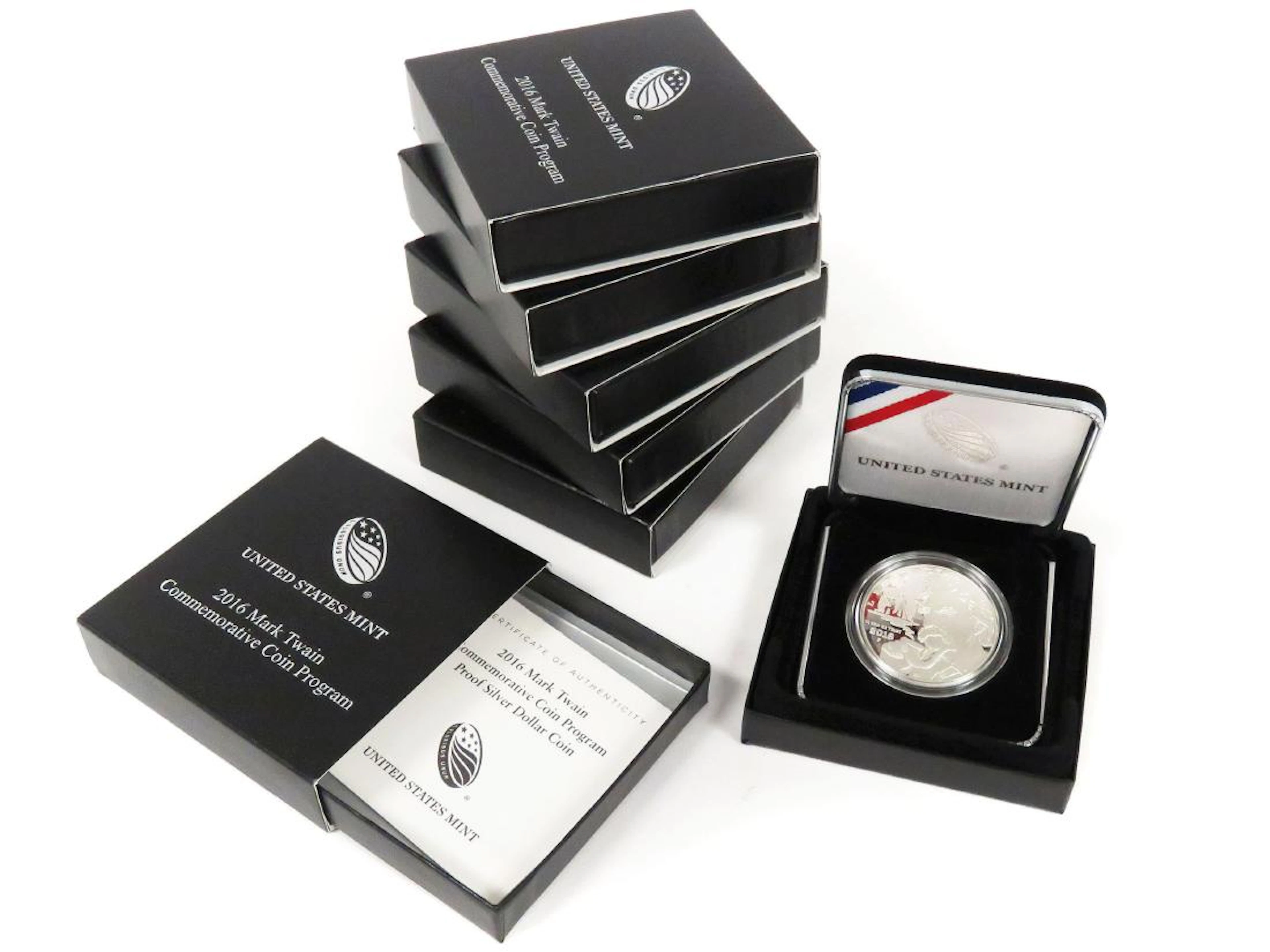 Lot (6) 2016 mark twain silver proof commemorative