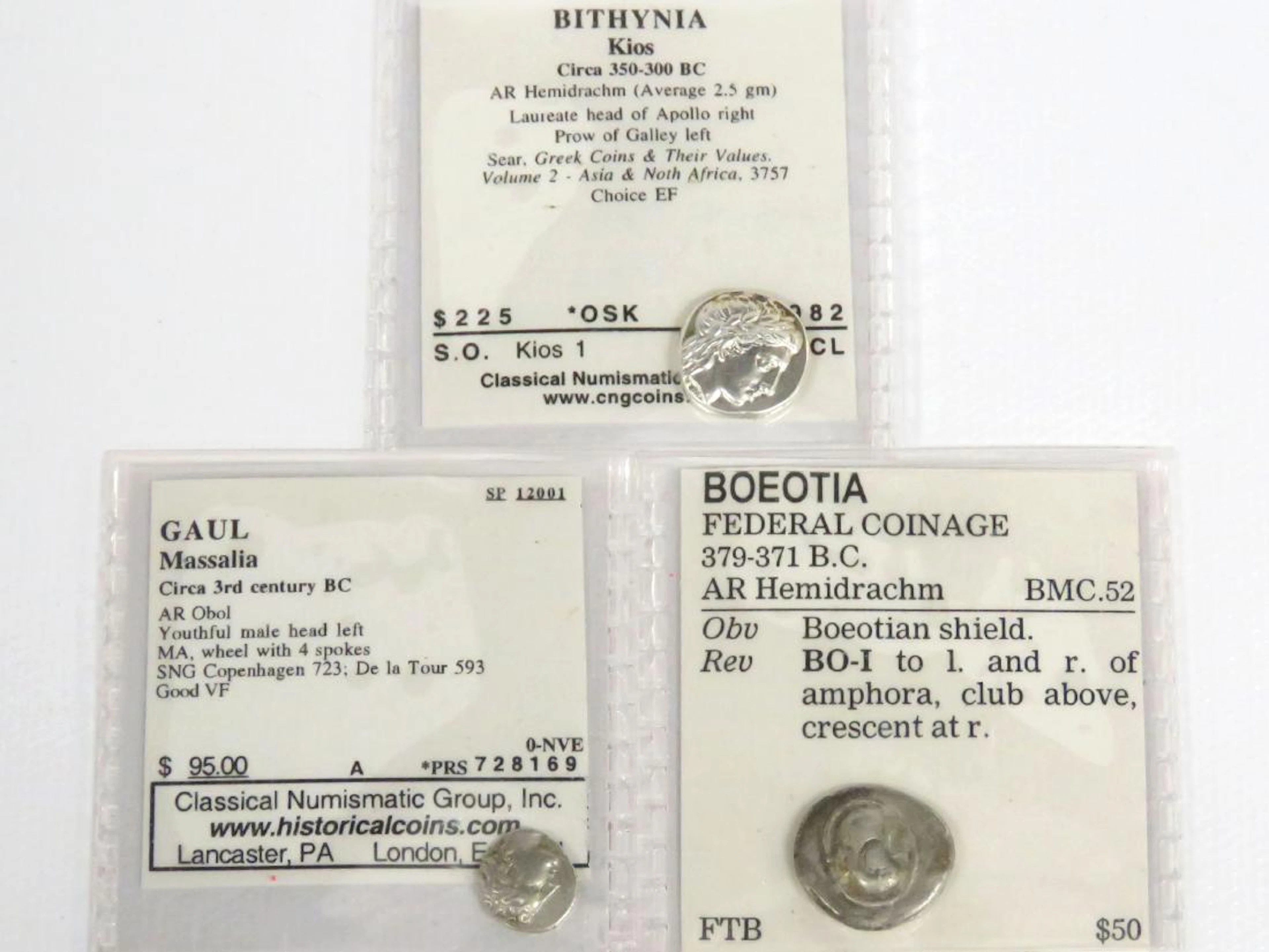 Lot (3) ancient greek silver coins including bithynia