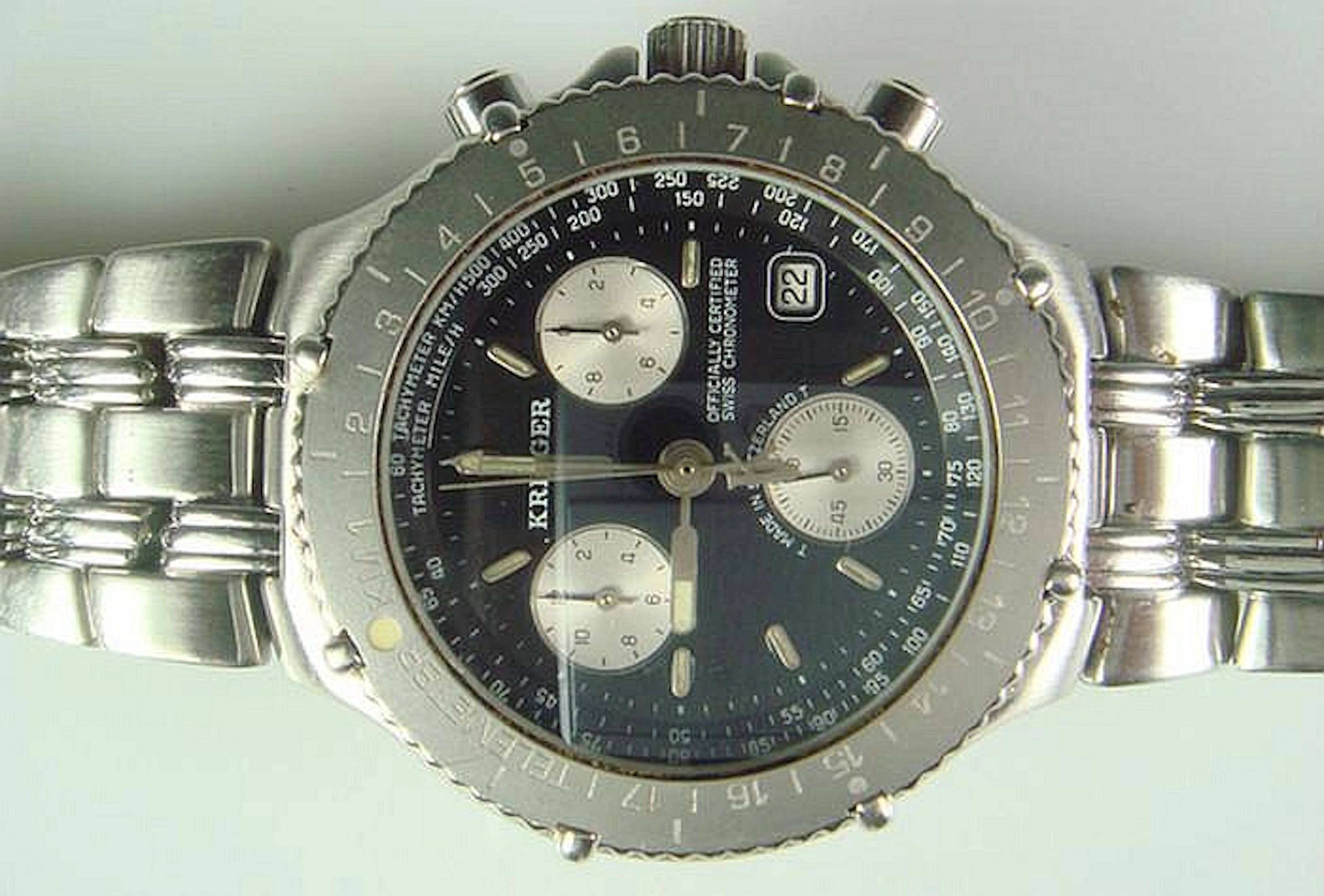 Krieger stainless steel chronometer wristwatch