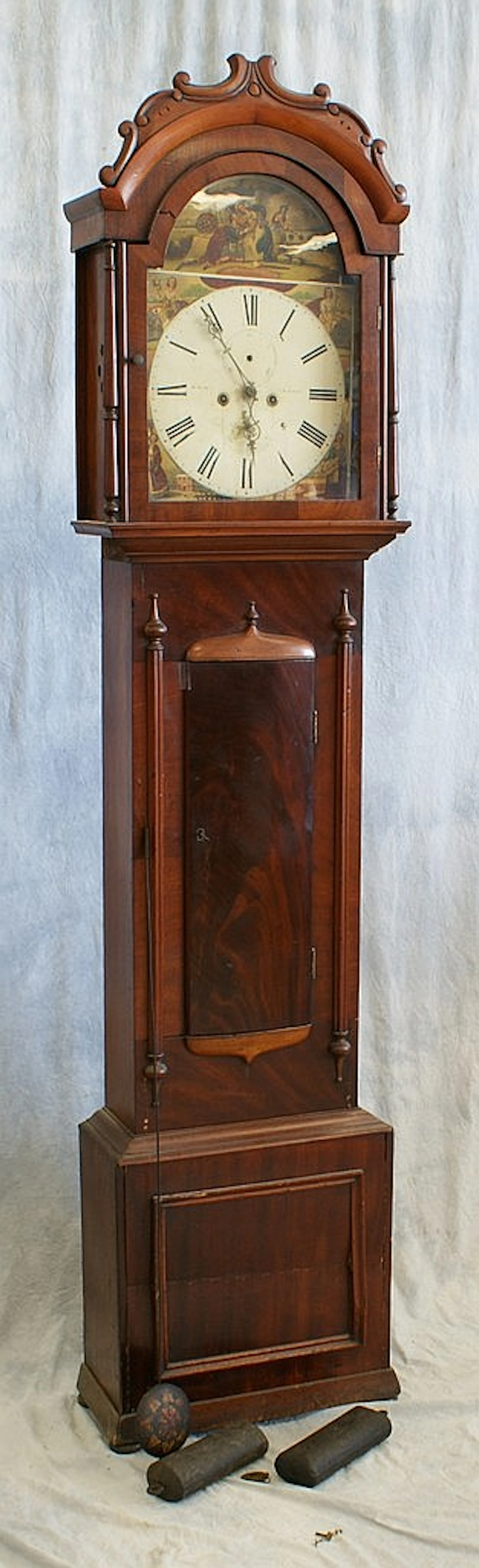 Mahogany Scottish tall clock signed William Marshall
