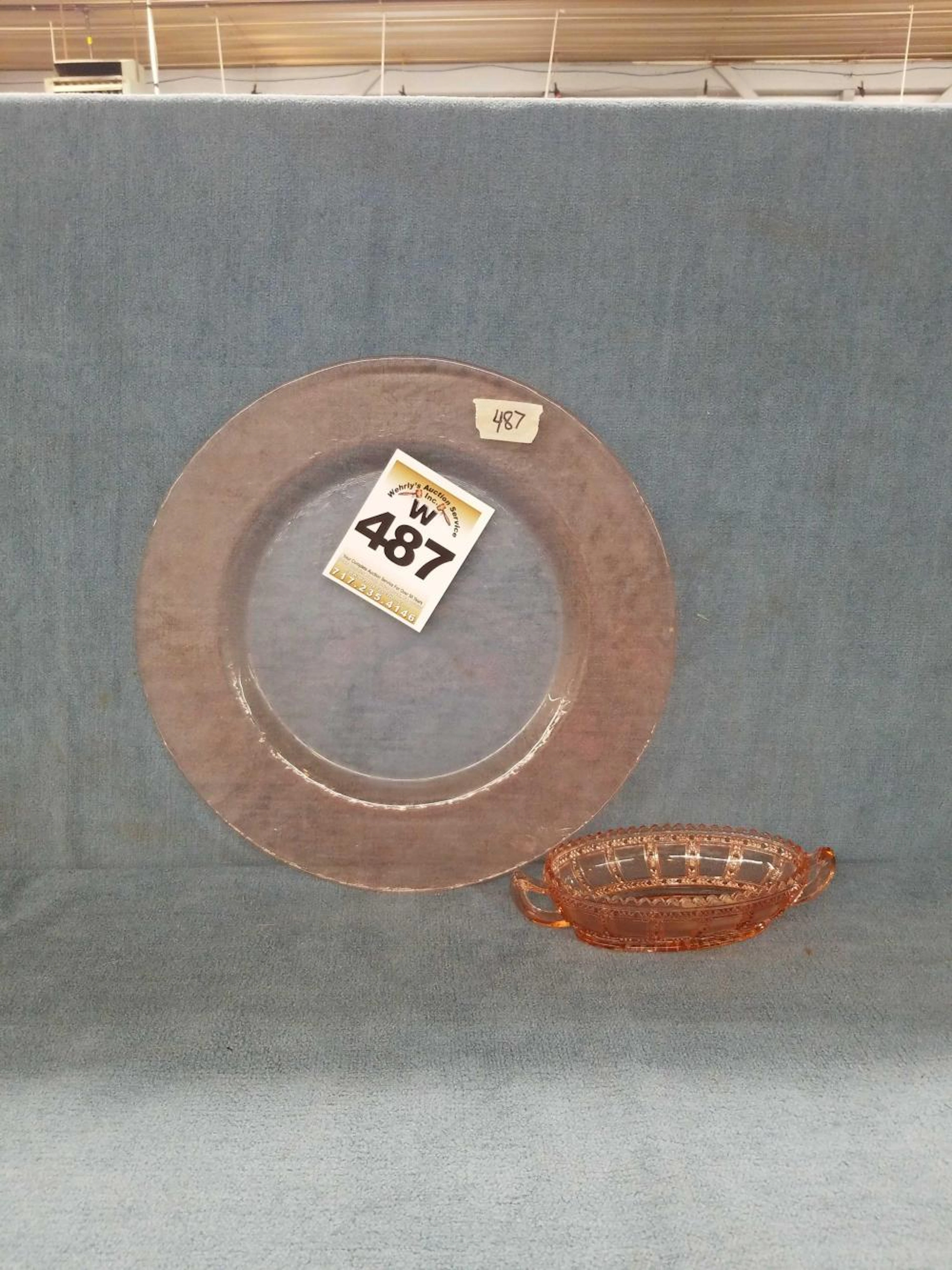 Pink Depression Glass Plate and Bowl