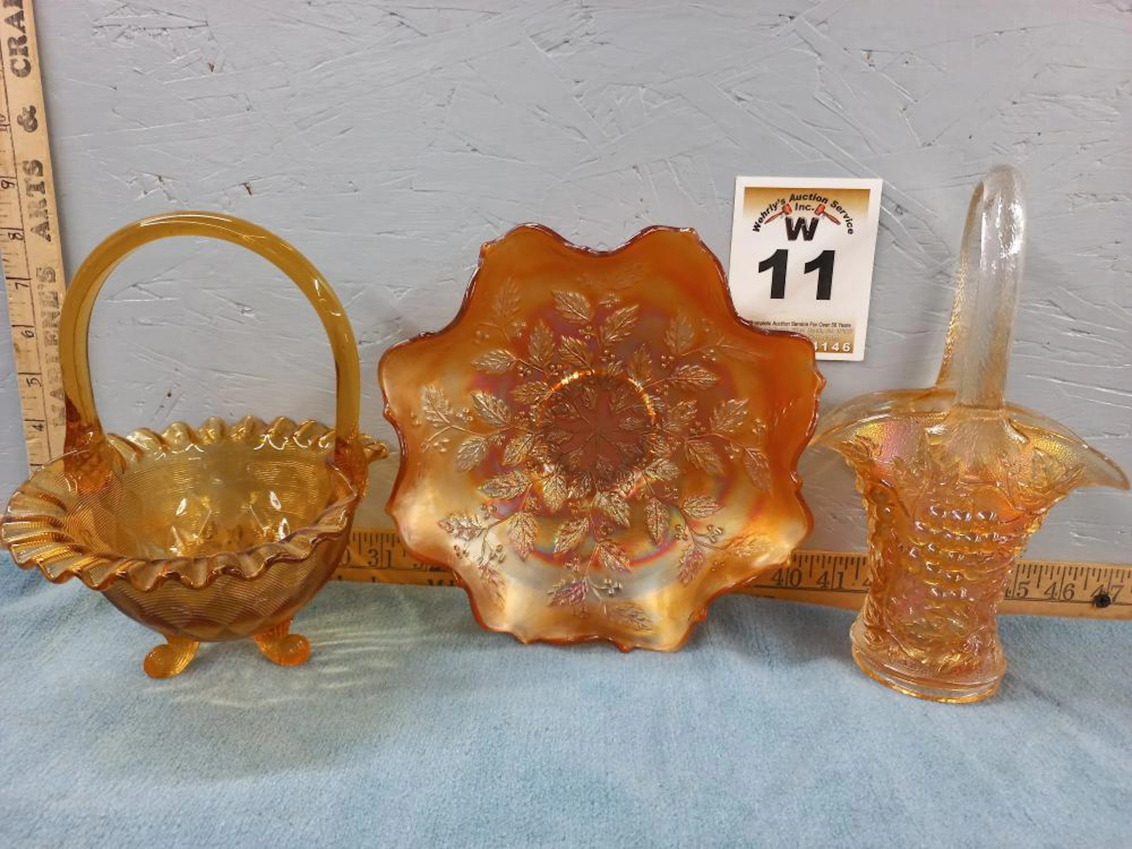 3 Lots: 2 Carnival Glass Pieces and Fento