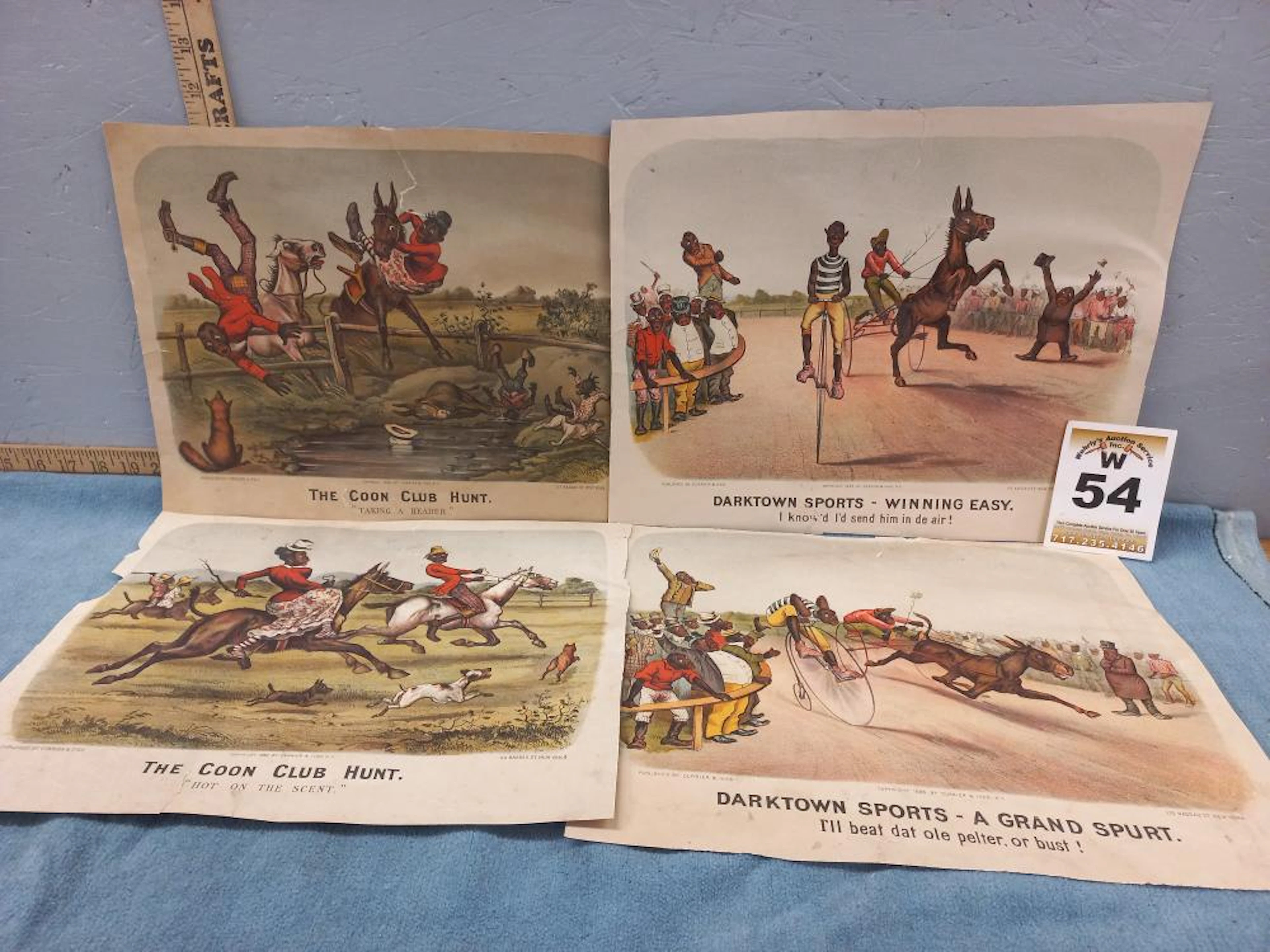 4 Black Americana Posters Published by Currier & Ives AS IS
