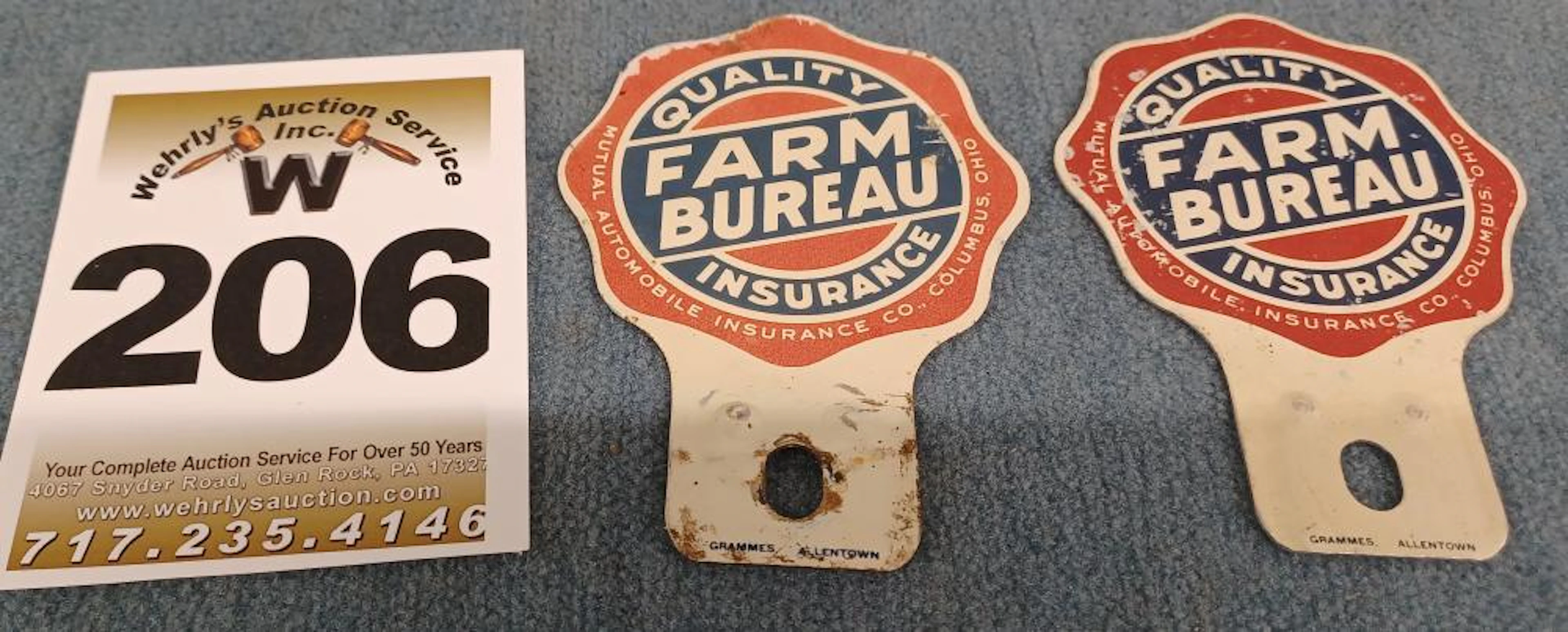 2 Farm Bureau Car License Tags