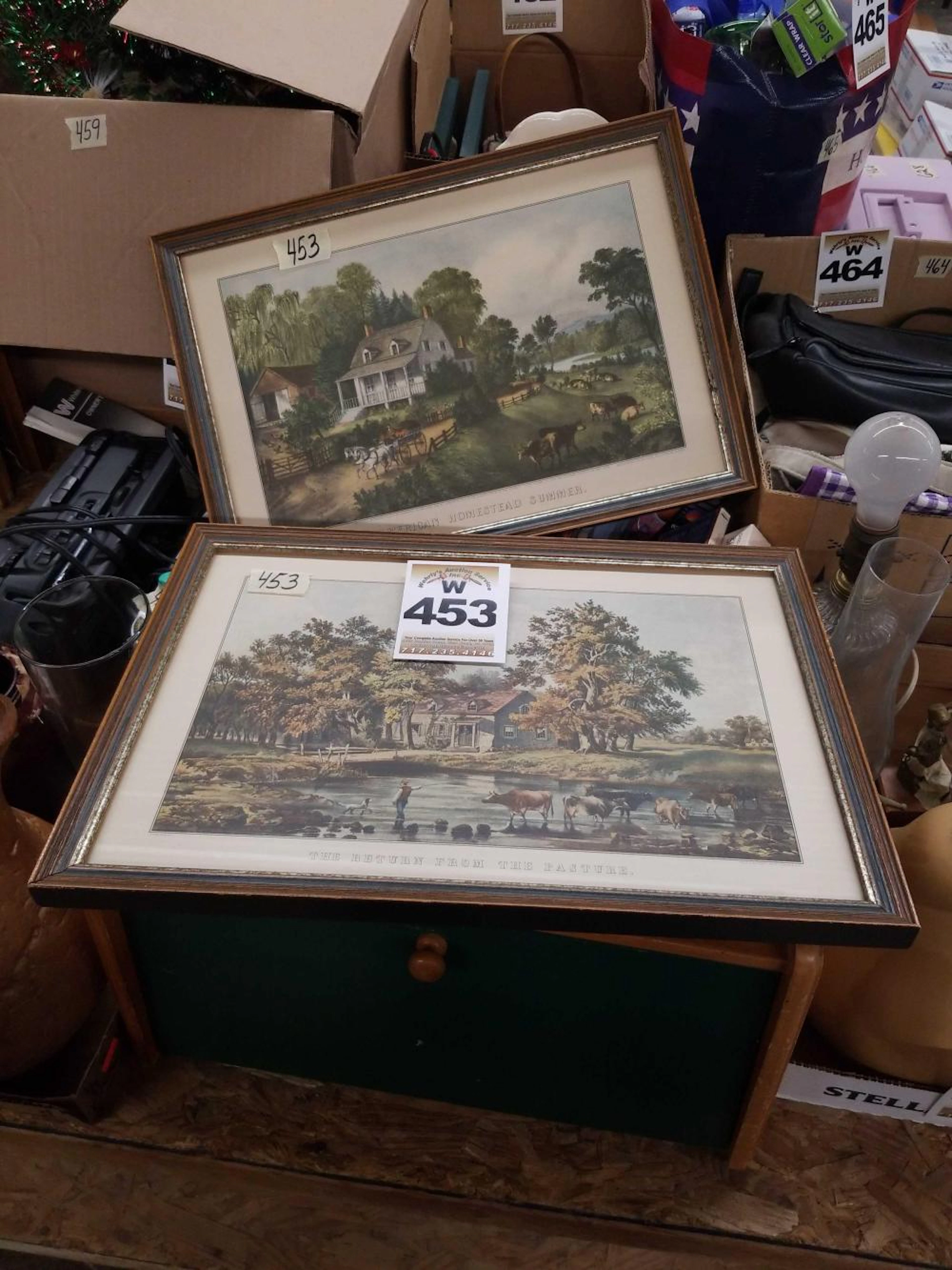 2 Currier and Ives prints