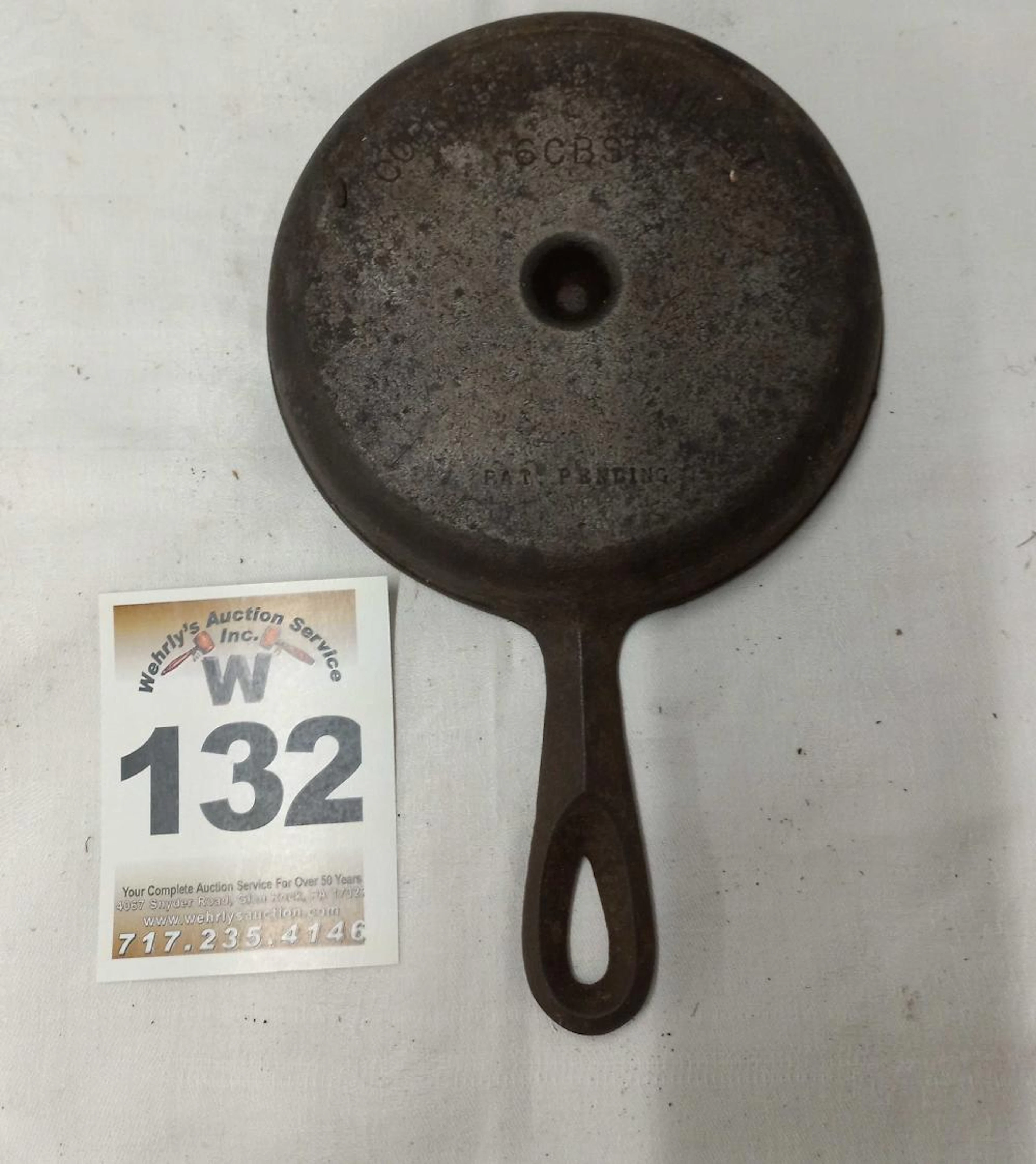 Cornbread Cast Iron Skillet Marked 6CBS Pat.