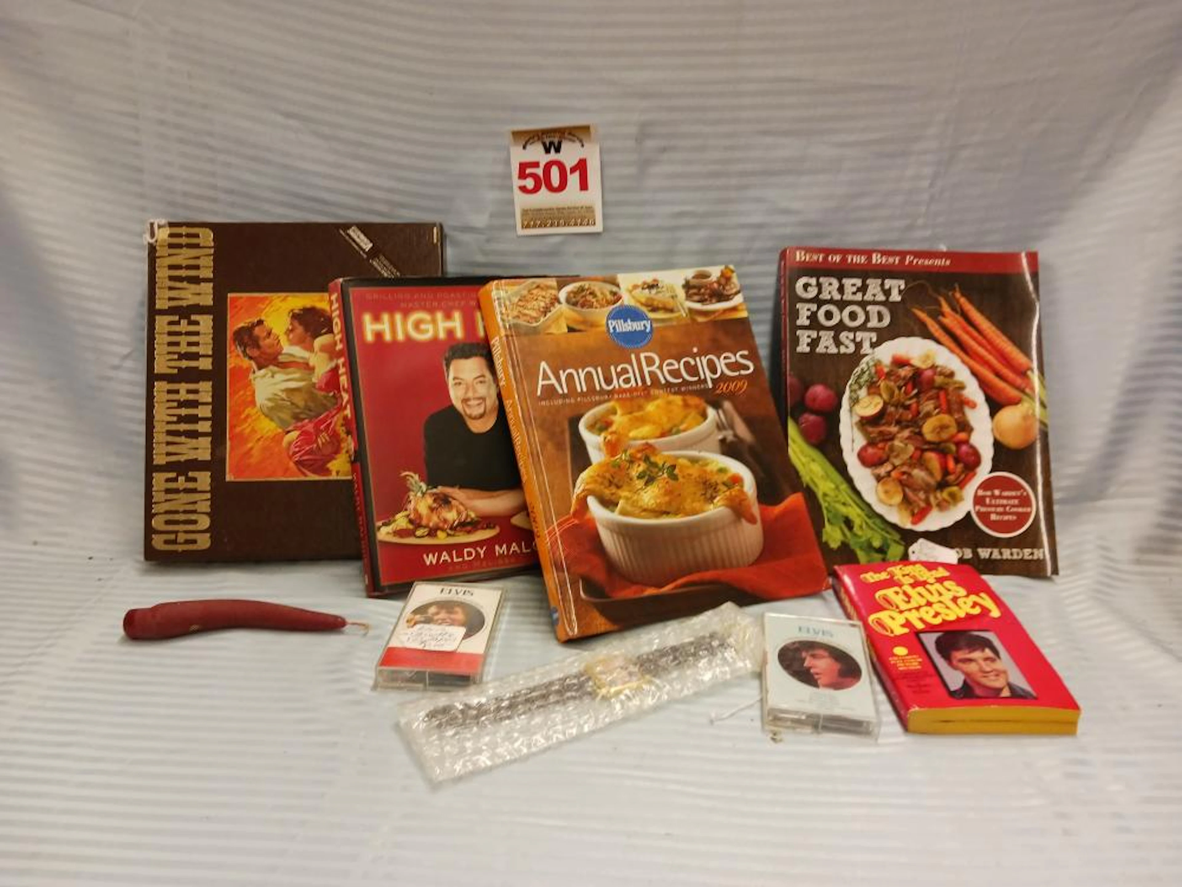 Cookbooks, Elvis Book, Gone with the Wind VCR