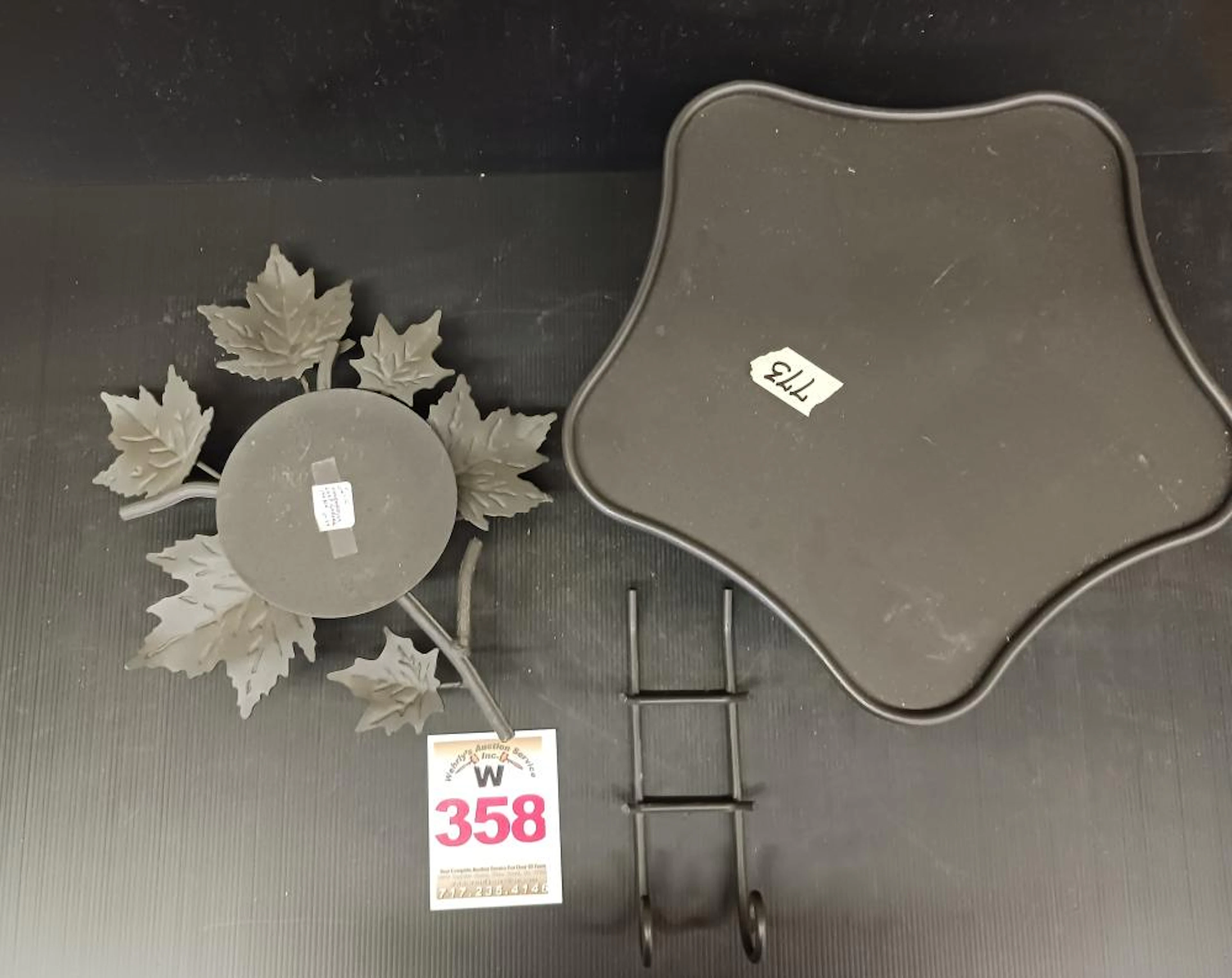 3 pc. Wrought Iron/hook/stand/Leaf Candle Holder