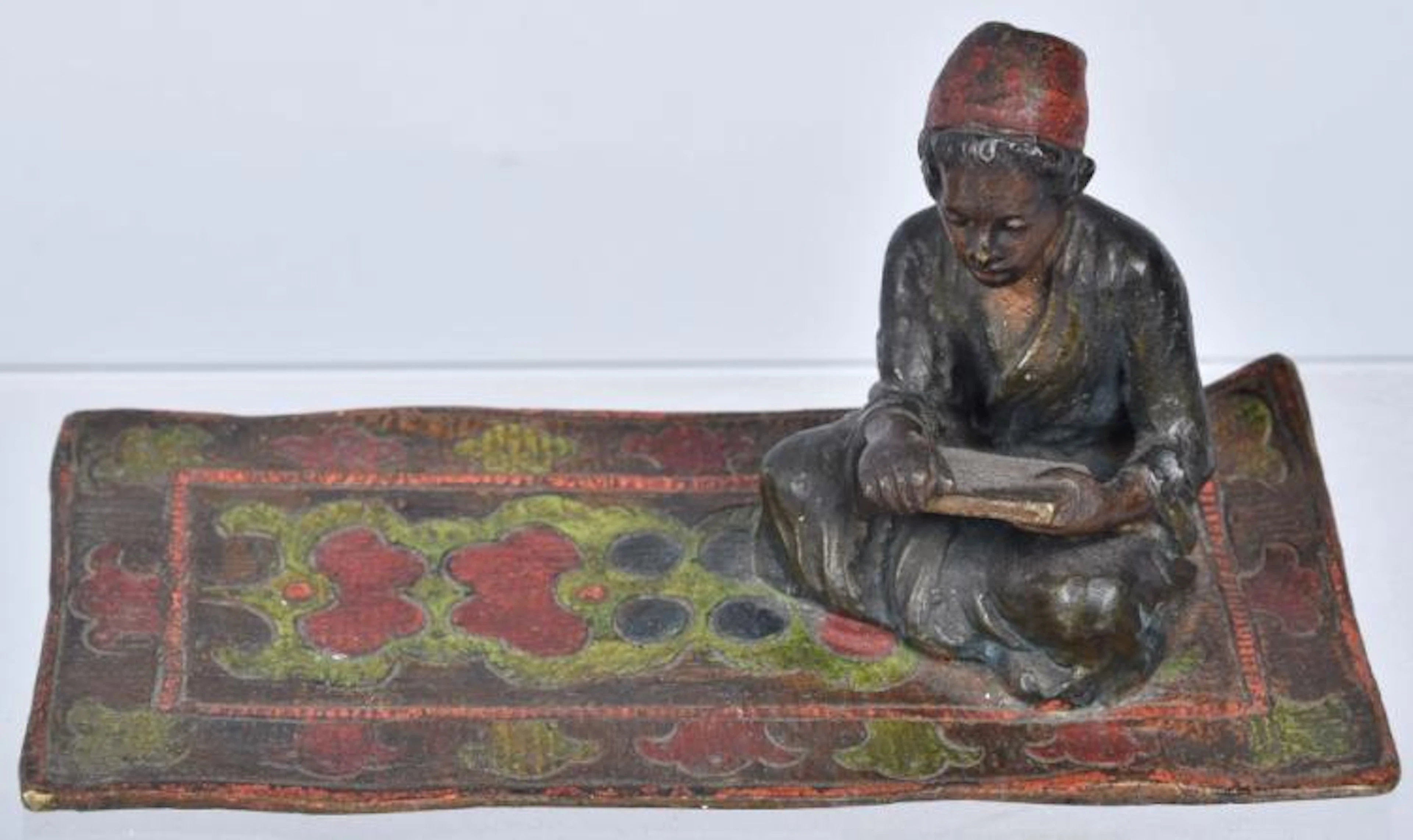 AUSTRIAN COLD PAINTED BRONZE BOY on CARPET