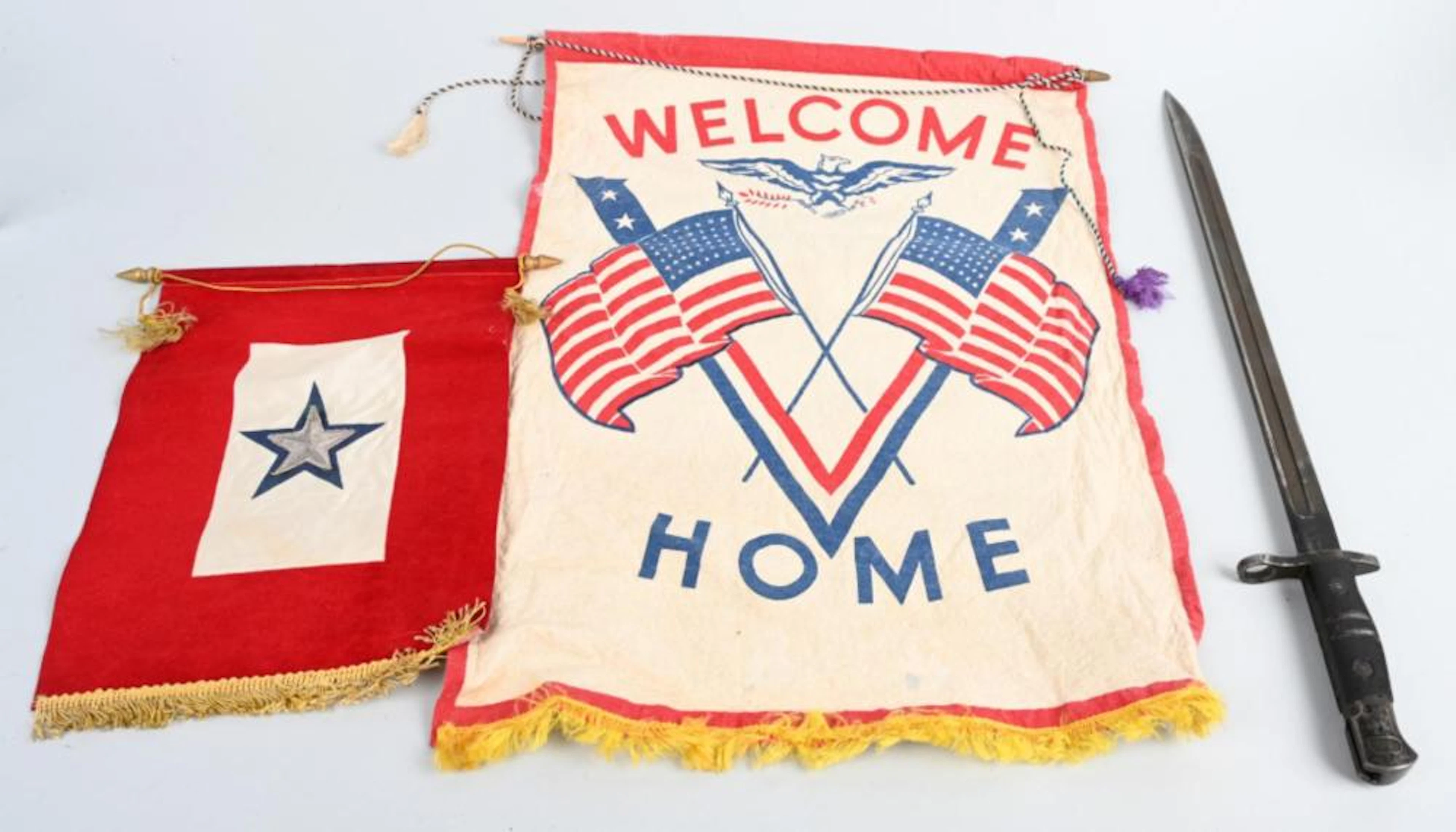 WWI M1917 RIFLE BAYONET, SILVER STAR BANNER + MORE