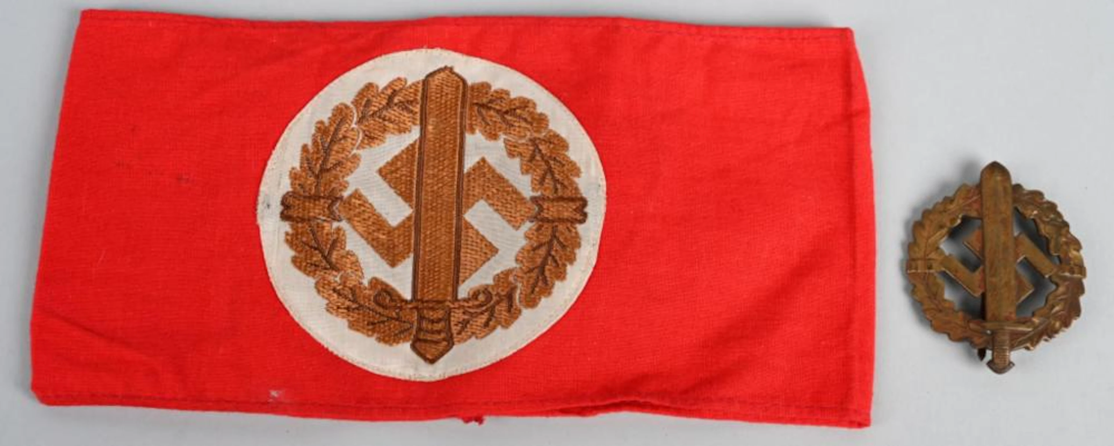 WWII NAZI GERMAN SA SPORTS BADGE & ARMBAND
