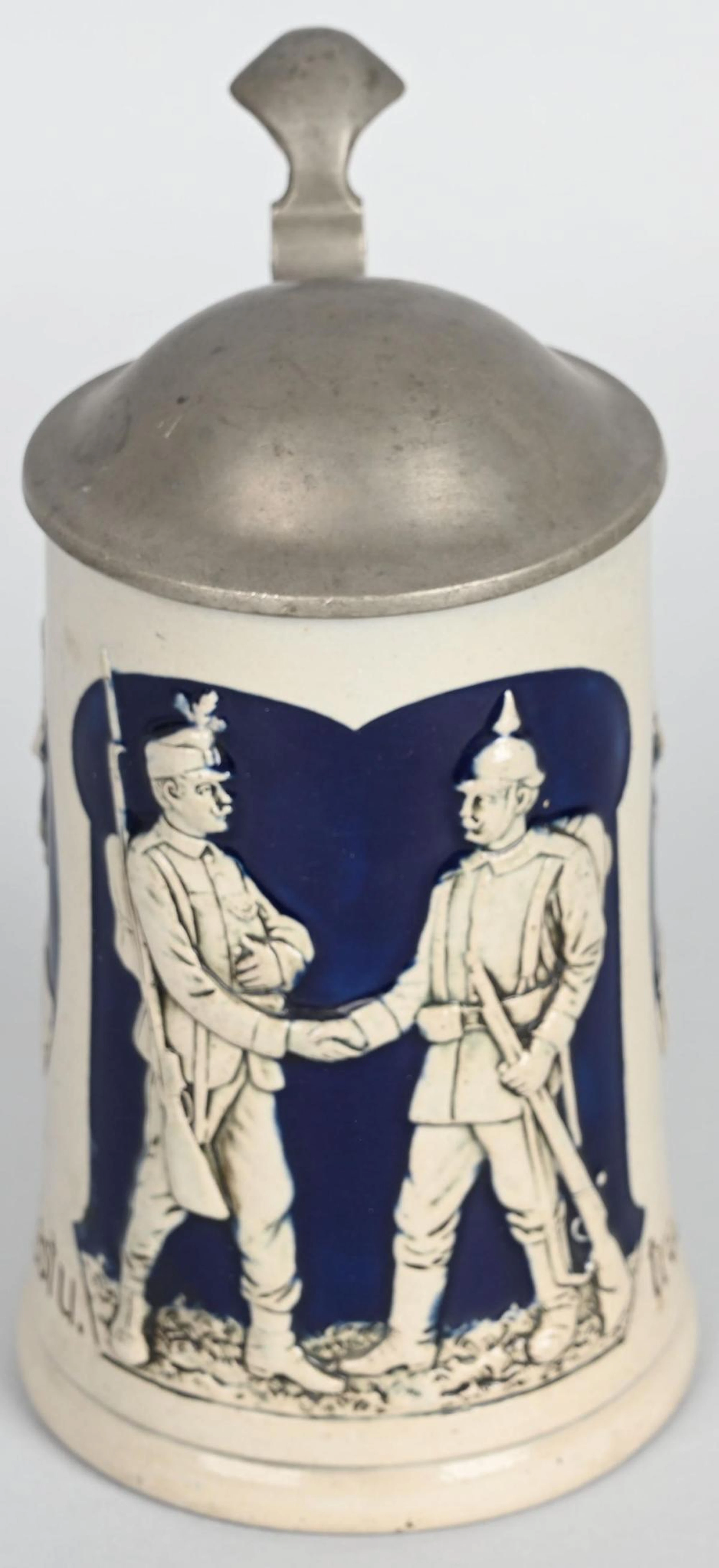 WW1 IMPERIAL GERMAN LIDDER BEER STEIN w/ SOLDIERS